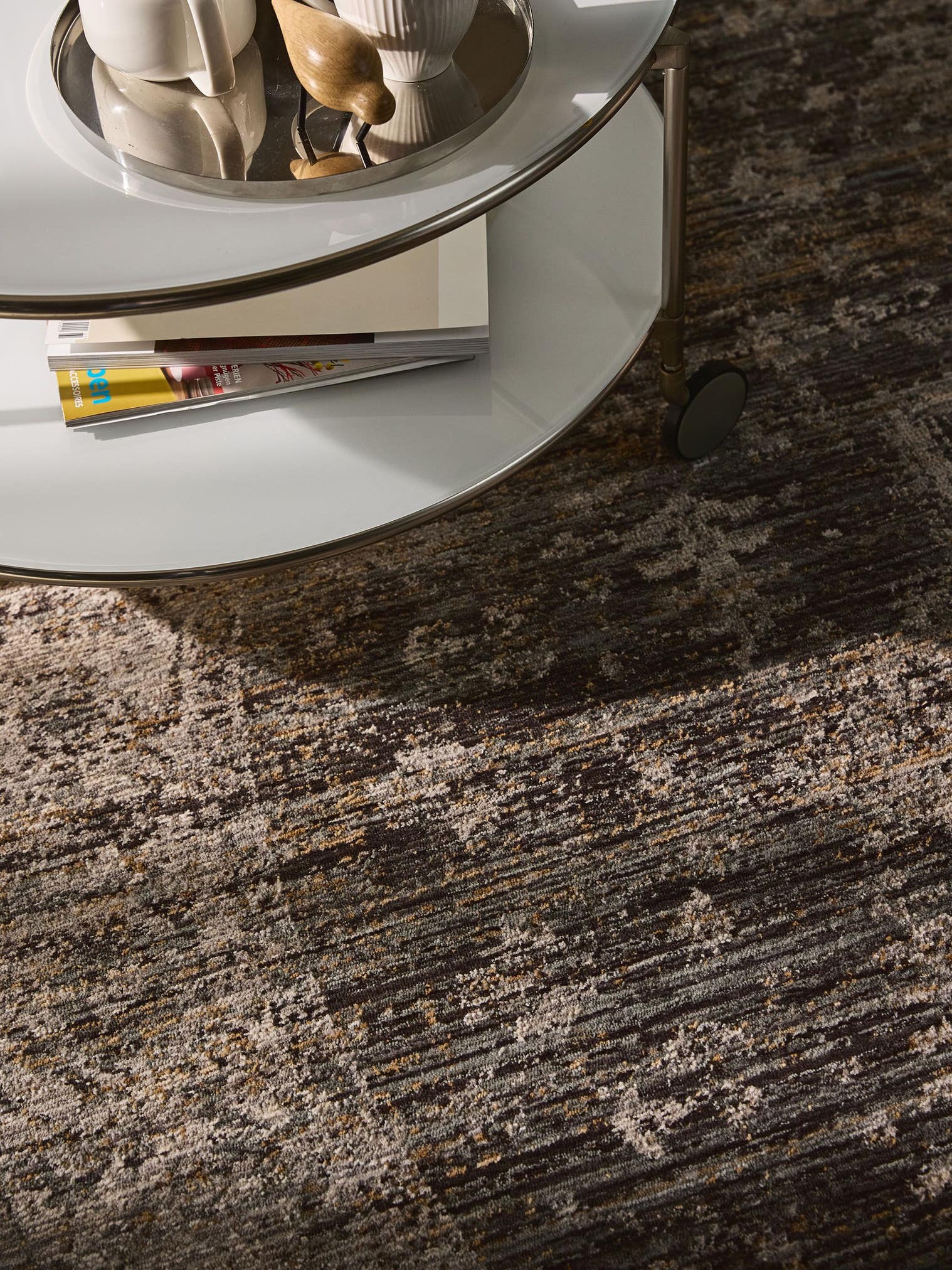 Rug made of 100% Polyester in Grey with a 1- 5 mm high pile by benuta Nest