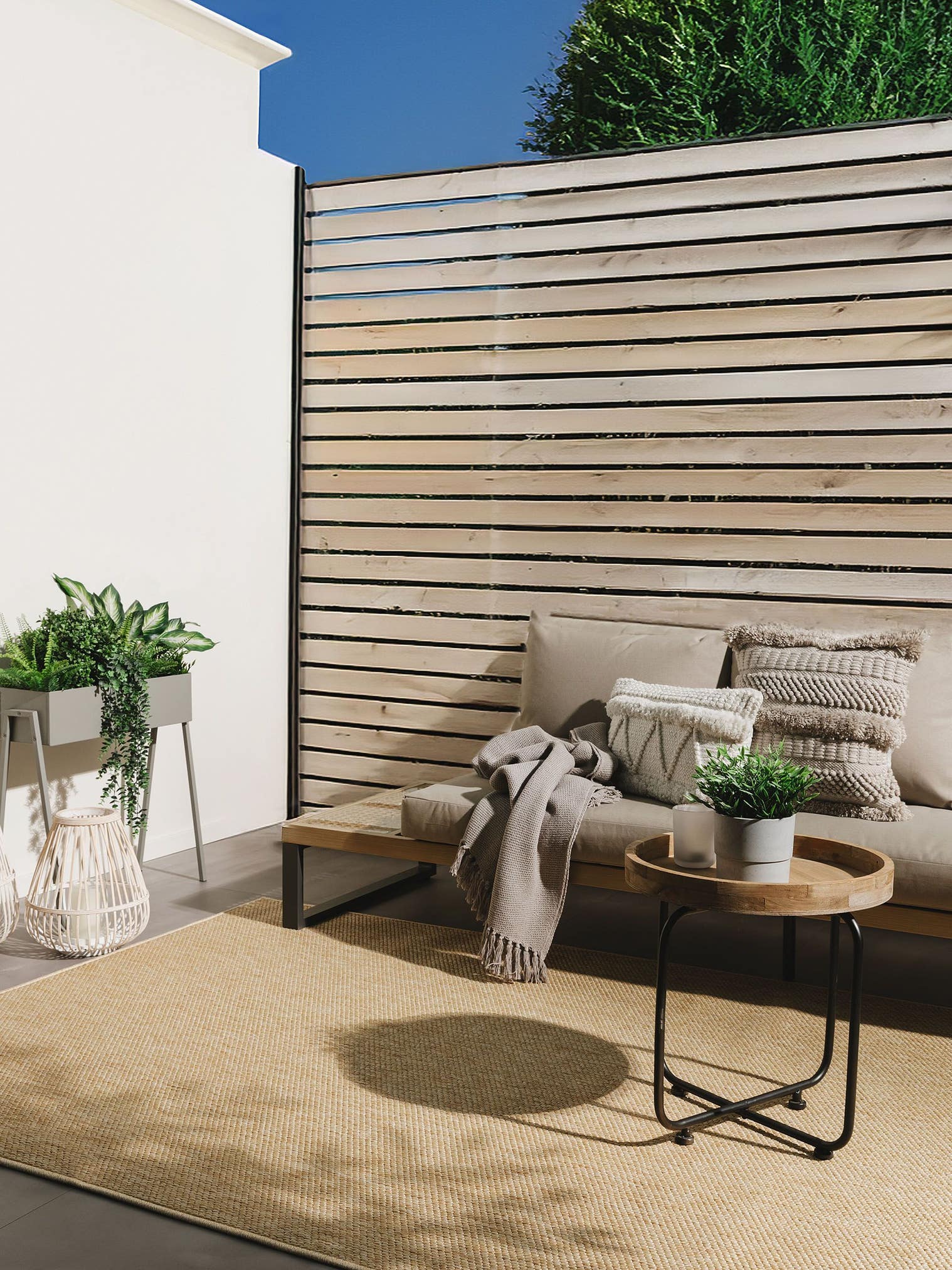 Matta av 100% Polypropylen i Beige med 1- 5 mm hög lugg från benuta Basic