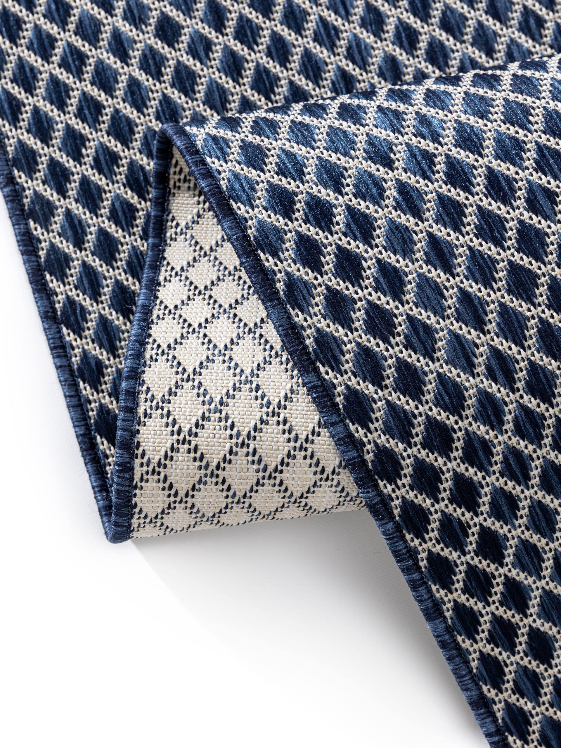 Tapete de 100% polipropileno em Azul com pelo de até 5 mm de altura da benuta Basic