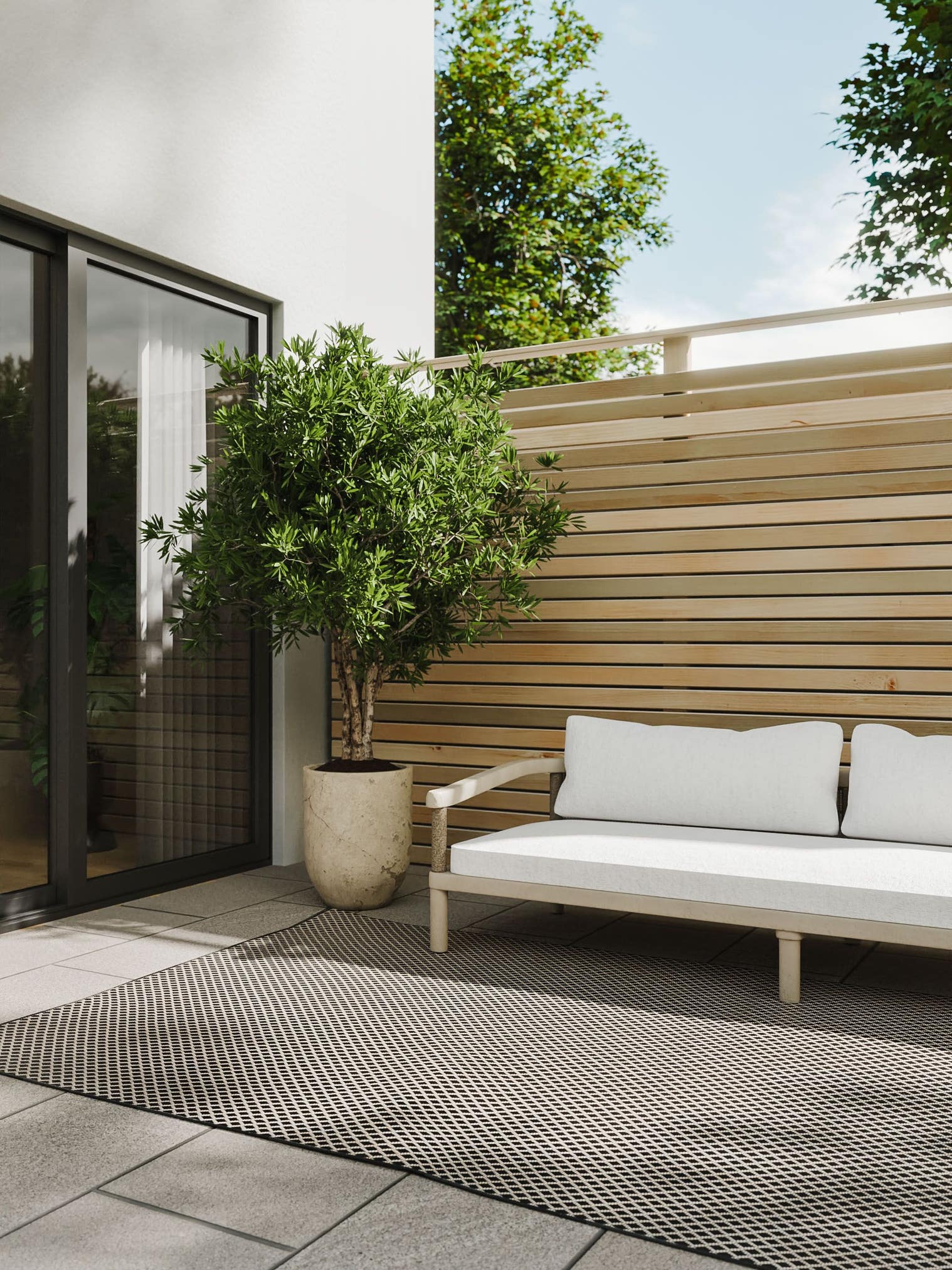 Rug made of 100% Polypropylene in Black/White with a 1- 5 mm high pile by benuta Basic