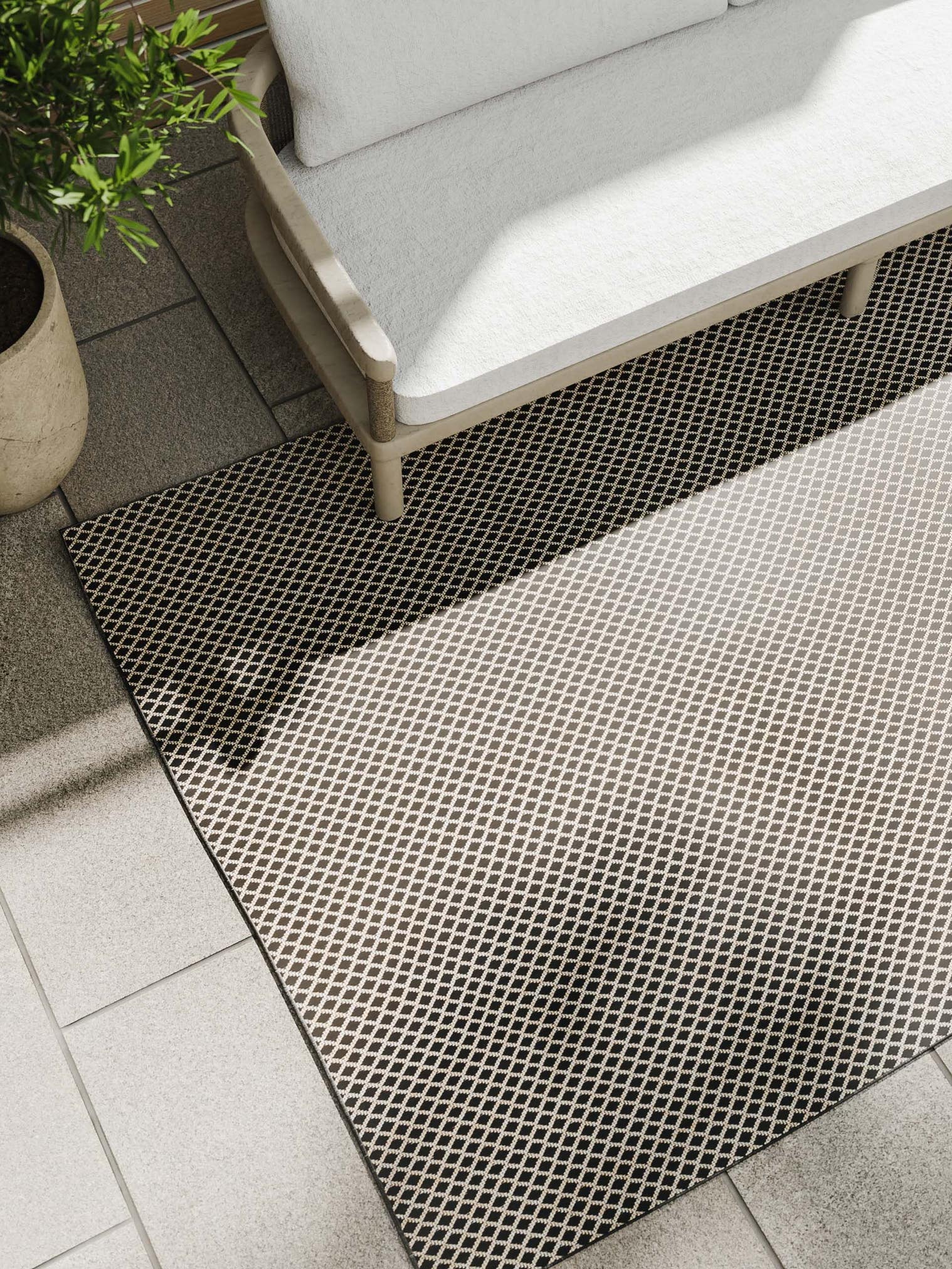 Rug made of 100% Polypropylene in Black/White with a 1- 5 mm high pile by benuta Basic