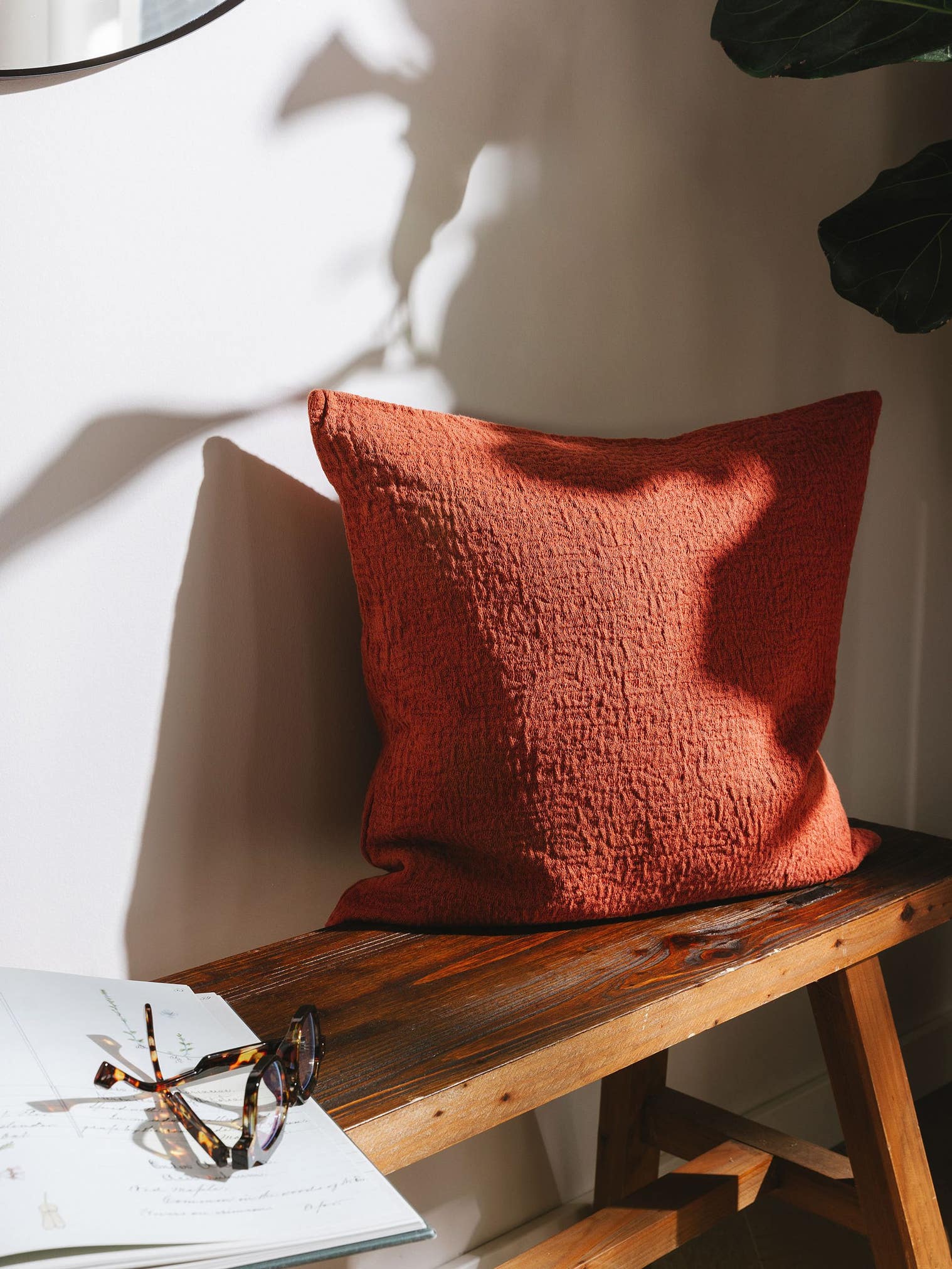 Kissenbezug Carmo Rot im Design Uni aus 100% Baumwolle von benuta