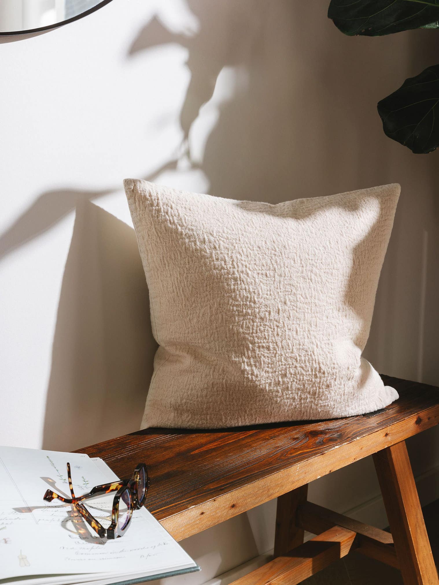 Kissenbezug Carmo Cream im Design Uni aus 100% Baumwolle von benuta