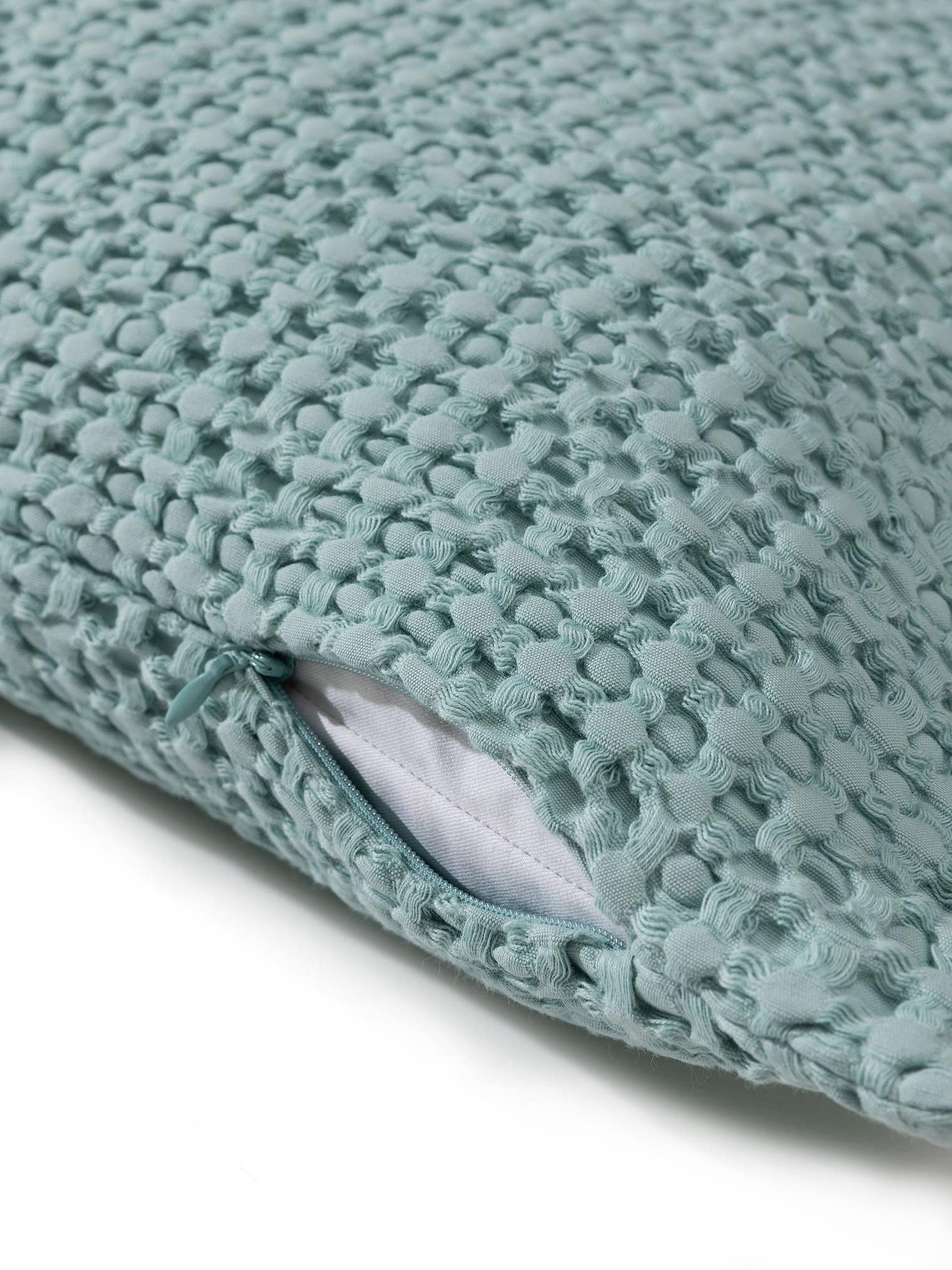 Cushion Cover Cloe Turquoise in Relief design made of 100% Cotton by benuta Pop