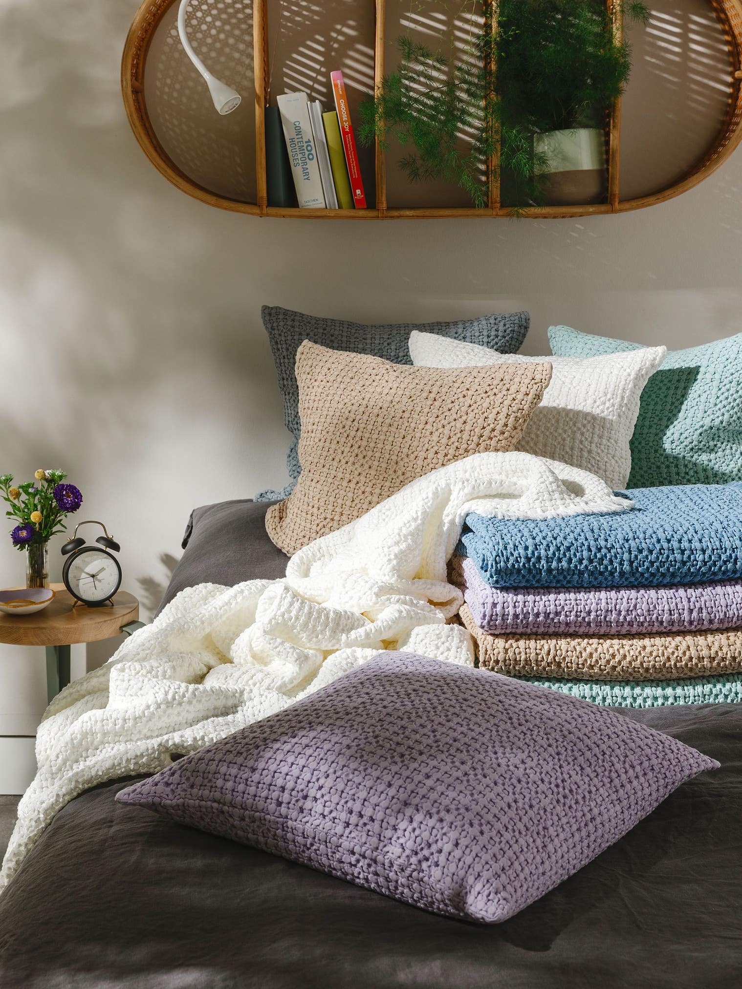 Örngott Cloe Lila med Relief-design i 100% Bomull från benuta Pop