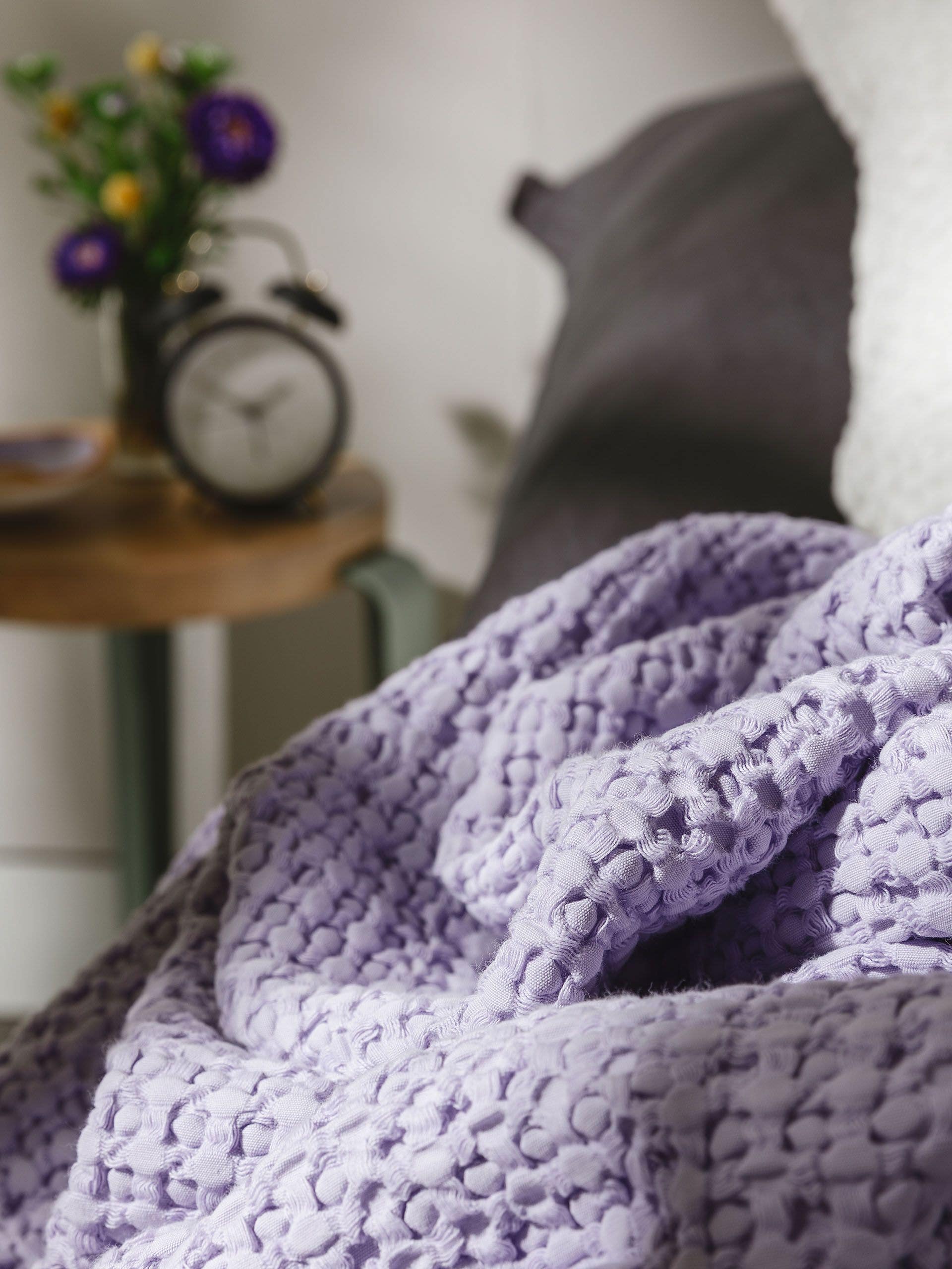 Katoenen plaid Cloe Purper in Relief-ontwerp van 100% Katoen door benuta