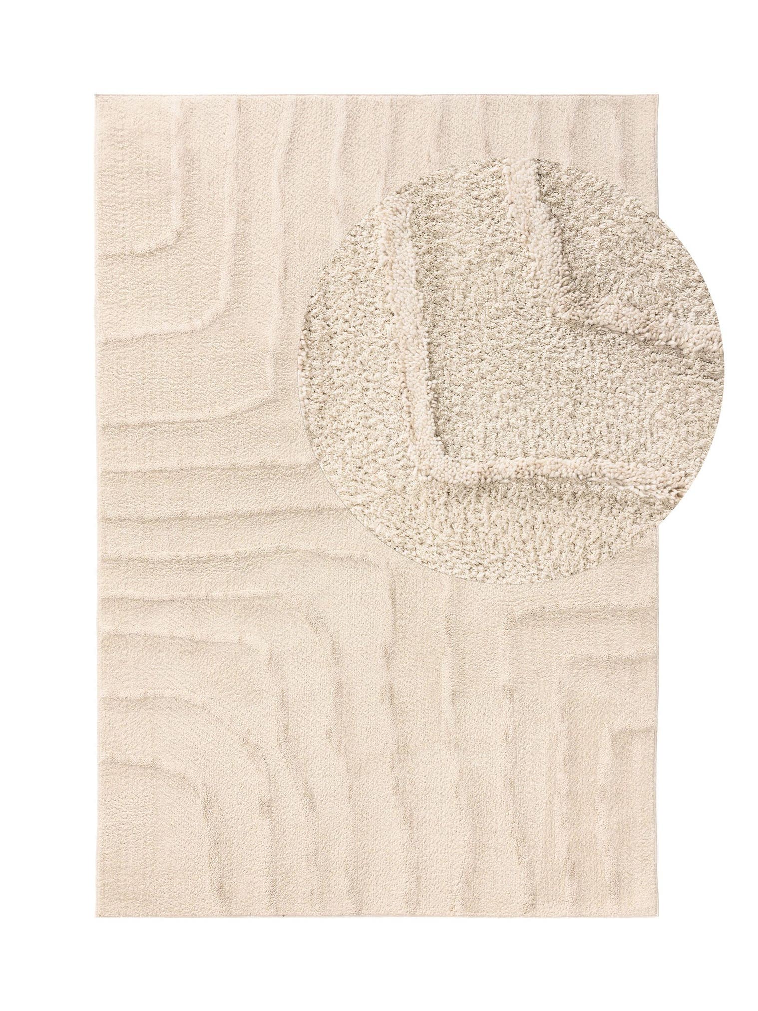Tapis en 100% Polyester en Blanc avec une pile de 6 - 10 mm de hauteur de benuta Pop
