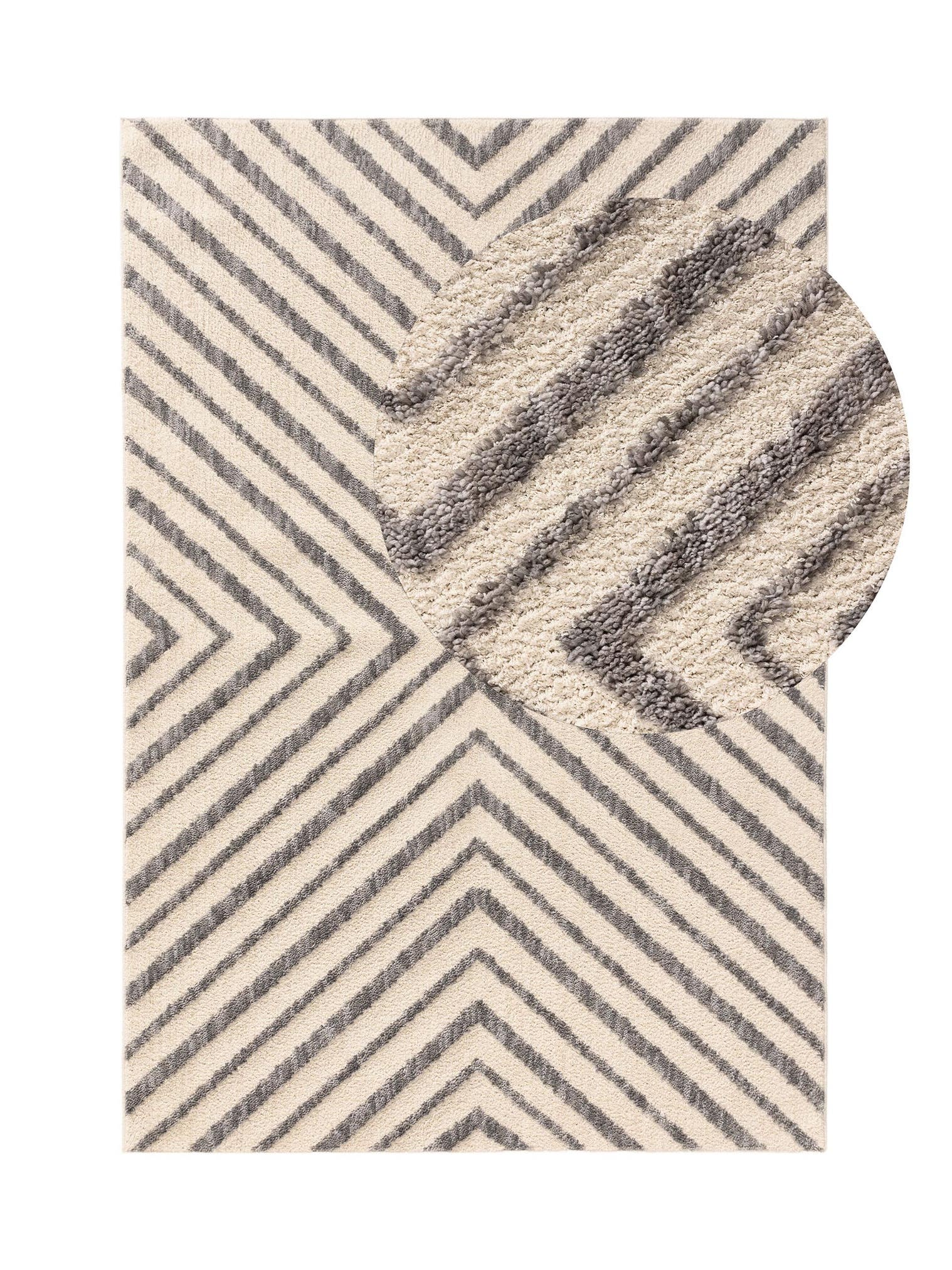 Teppich aus 100% Polyester in Weiß mit 6 bis 10 mm hohem Flor von benuta Pop