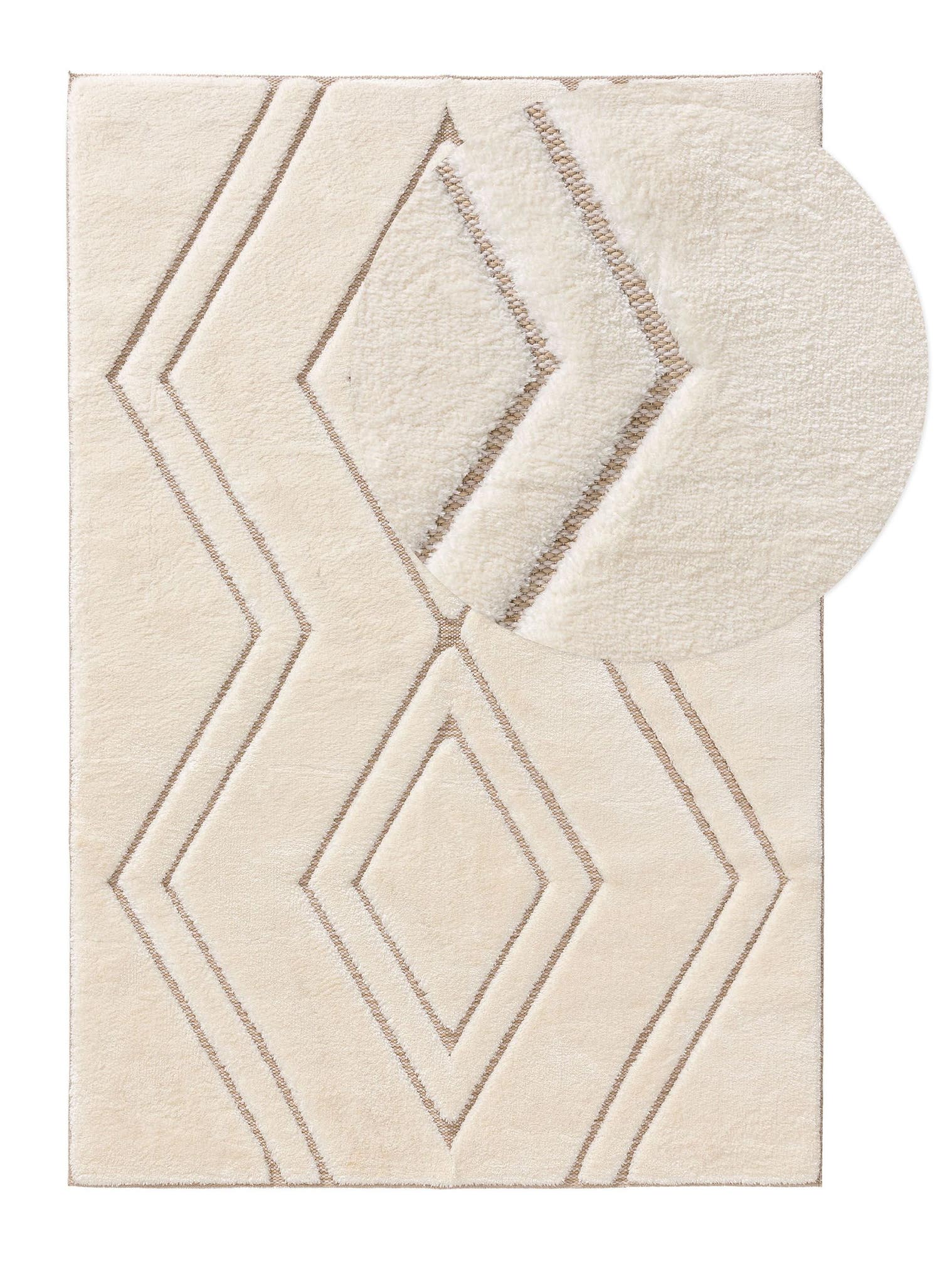 Teppich aus 63% Polyester, 37% Polypropylen in Weiß mit 11 bis 20 mm hohem Flor von benuta Pop