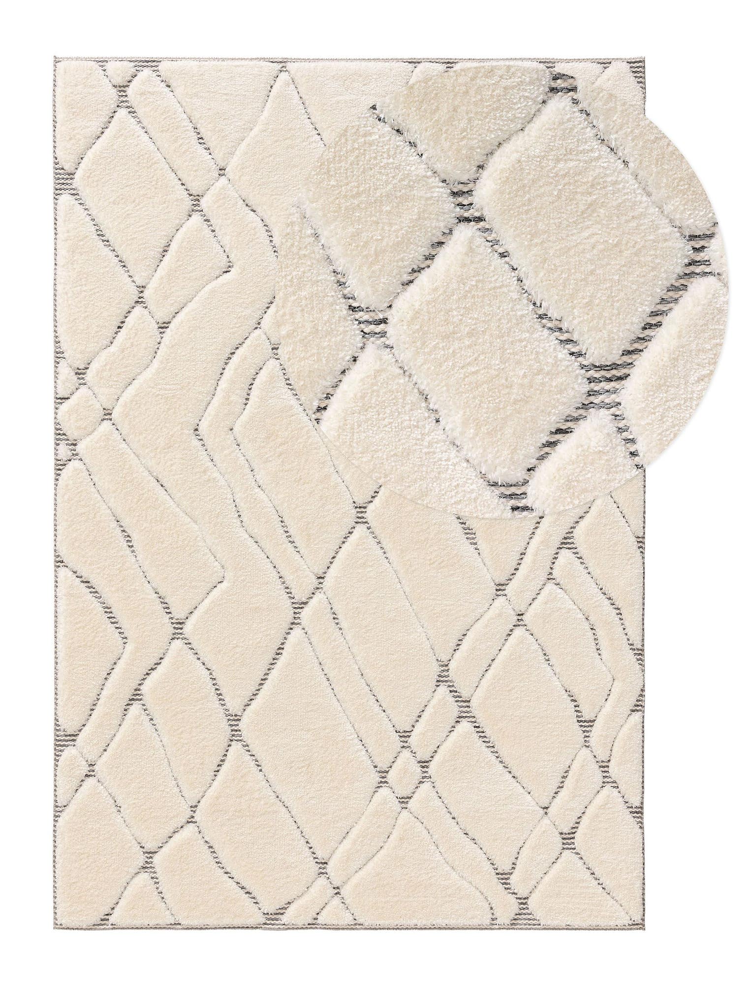 Teppich aus 63% Polyester, 37% Polypropylen in Weiß mit 11 bis 20 mm hohem Flor von benuta Pop