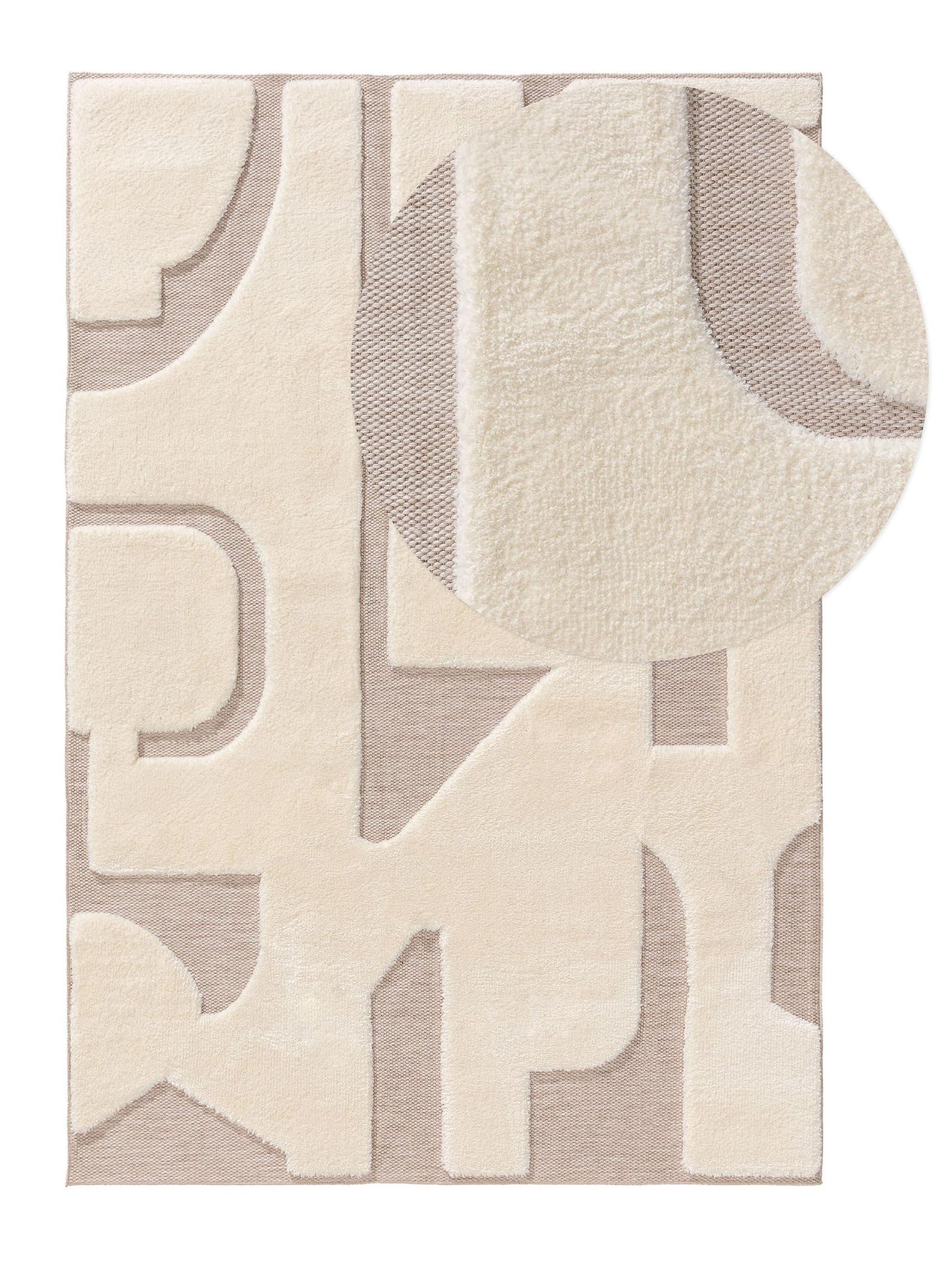 Teppich aus 63% Polyester, 37% Polypropylen in Weiß mit 11 bis 20 mm hohem Flor von benuta Pop