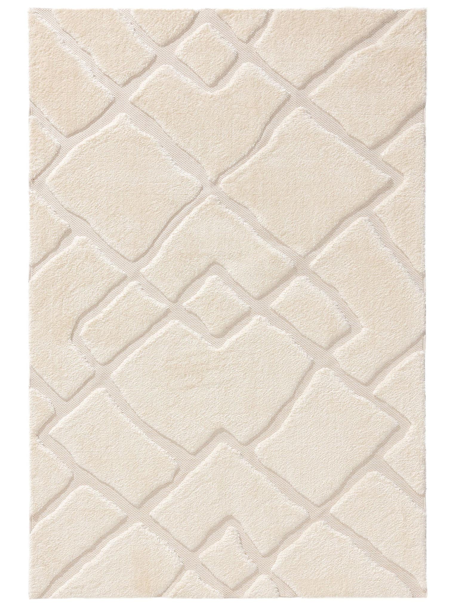 Teppich aus 63% Polyester, 37% Polypropylen in Weiß mit 11 bis 20 mm hohem Flor von benuta Basic