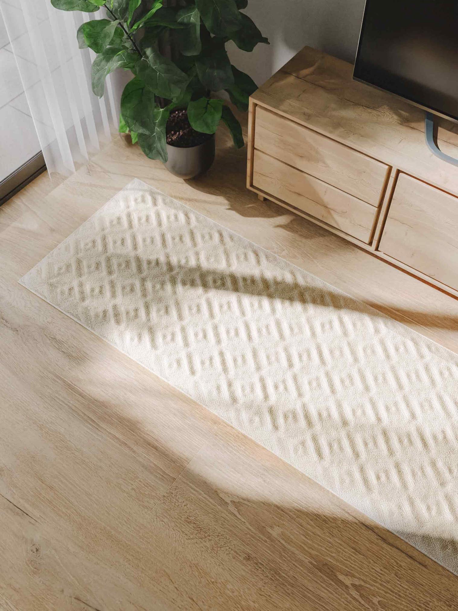 Tapis en 100% Polypropylène en Blanc avec une pile de 11 - 20 mm de hauteur de benuta Basic