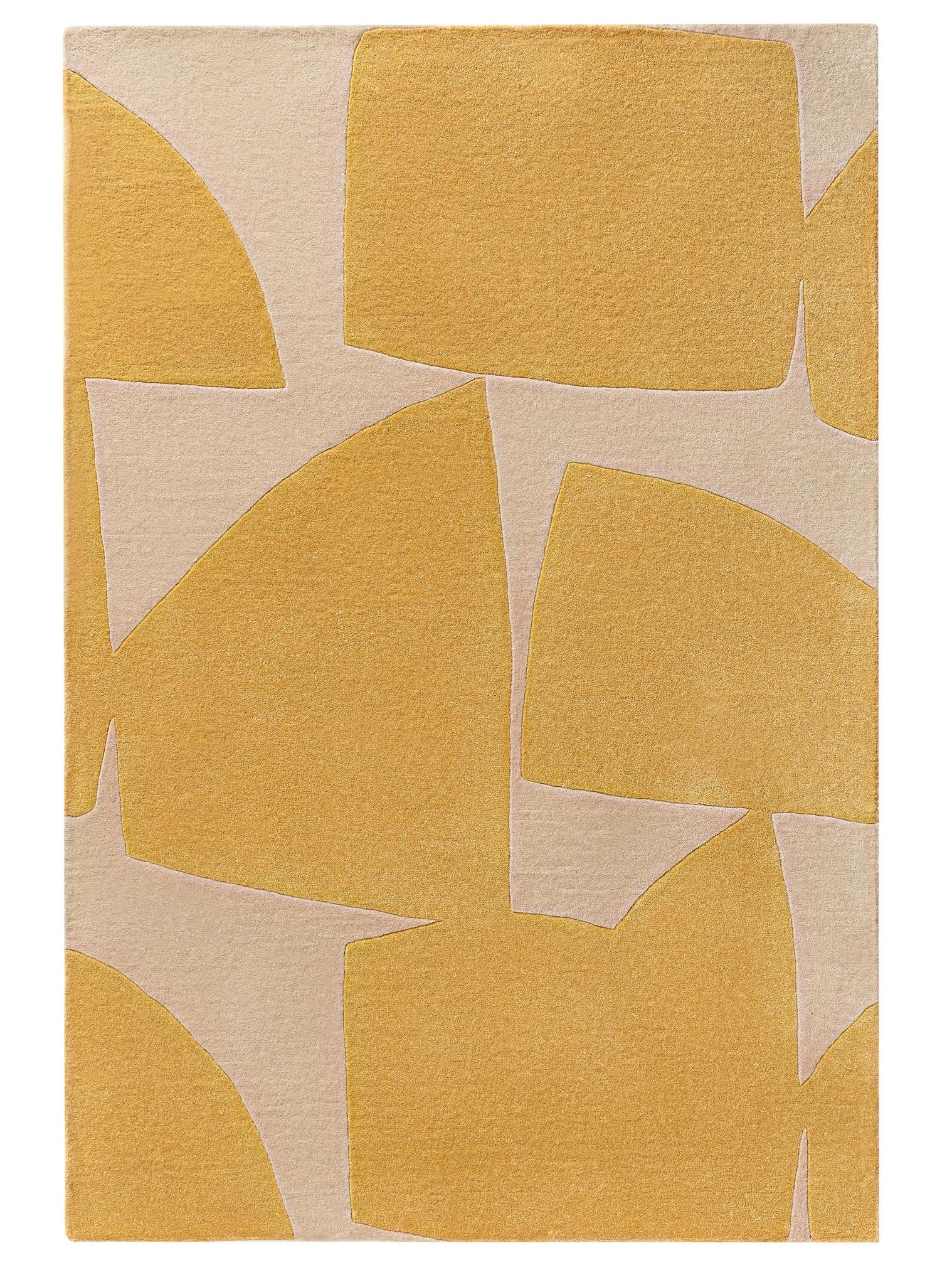 Teppich aus 100% Polyester (recyceltes PET) in Gelb mit 6 bis 10 mm hohem Flor von benuta Pure