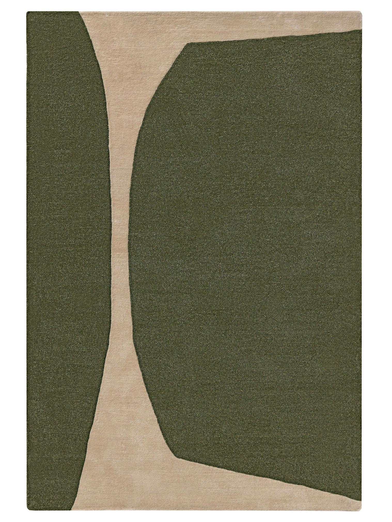Teppich aus 100% Polyester (recyceltes PET) in Grün mit 6 bis 10 mm hohem Flor von benuta Pure