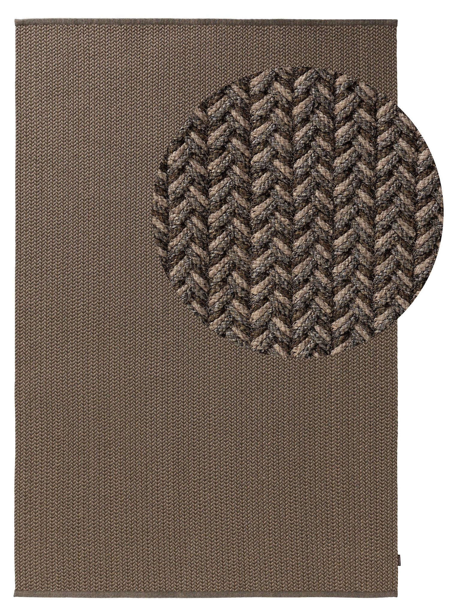 Matta av 60% Polyester, 40% polypropen i Brun med 1- 5 mm hög lugg från benuta Finest