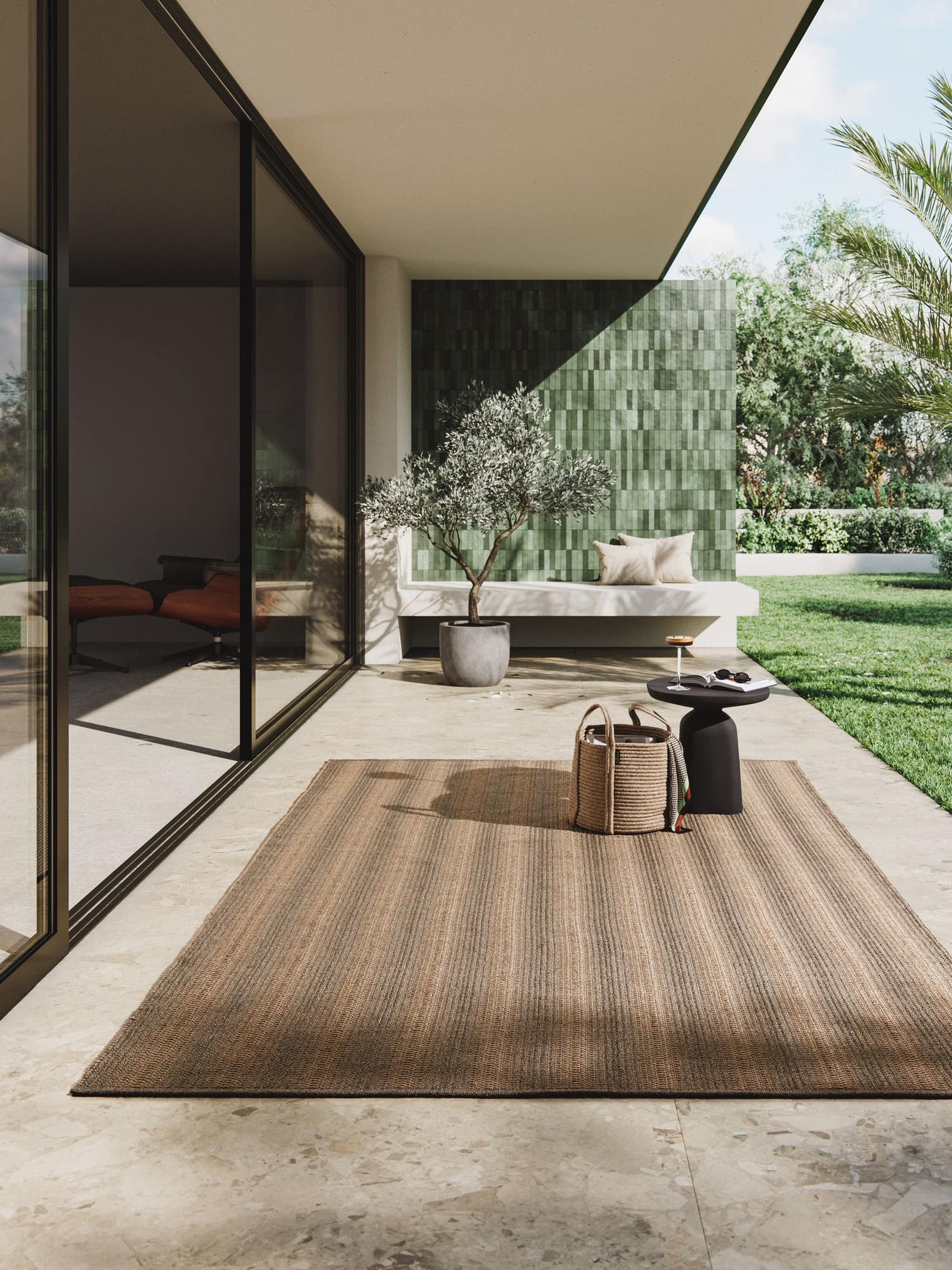Teppich aus 100% Polypropylen in Beige mit bis 5 mm hohem Flor von benuta Finest