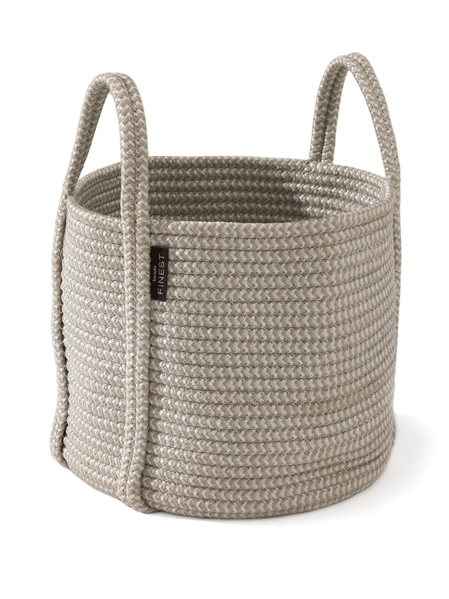 In- & Outdoor Korb Noe Grau/Beige im Design Uni aus 60% Polyester, 40% Polypropylen von benuta Finest
