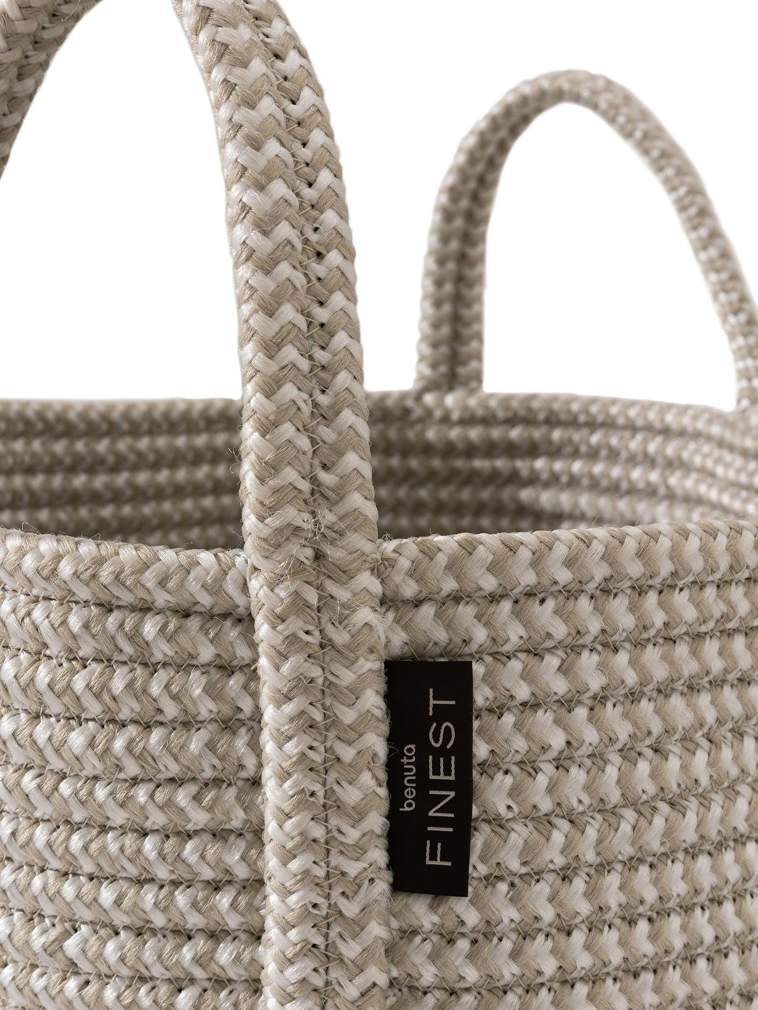In- & Outdoor Korb Noe Grau/Beige im Design Uni aus 60% Polyester, 40% Polypropylen von benuta Finest