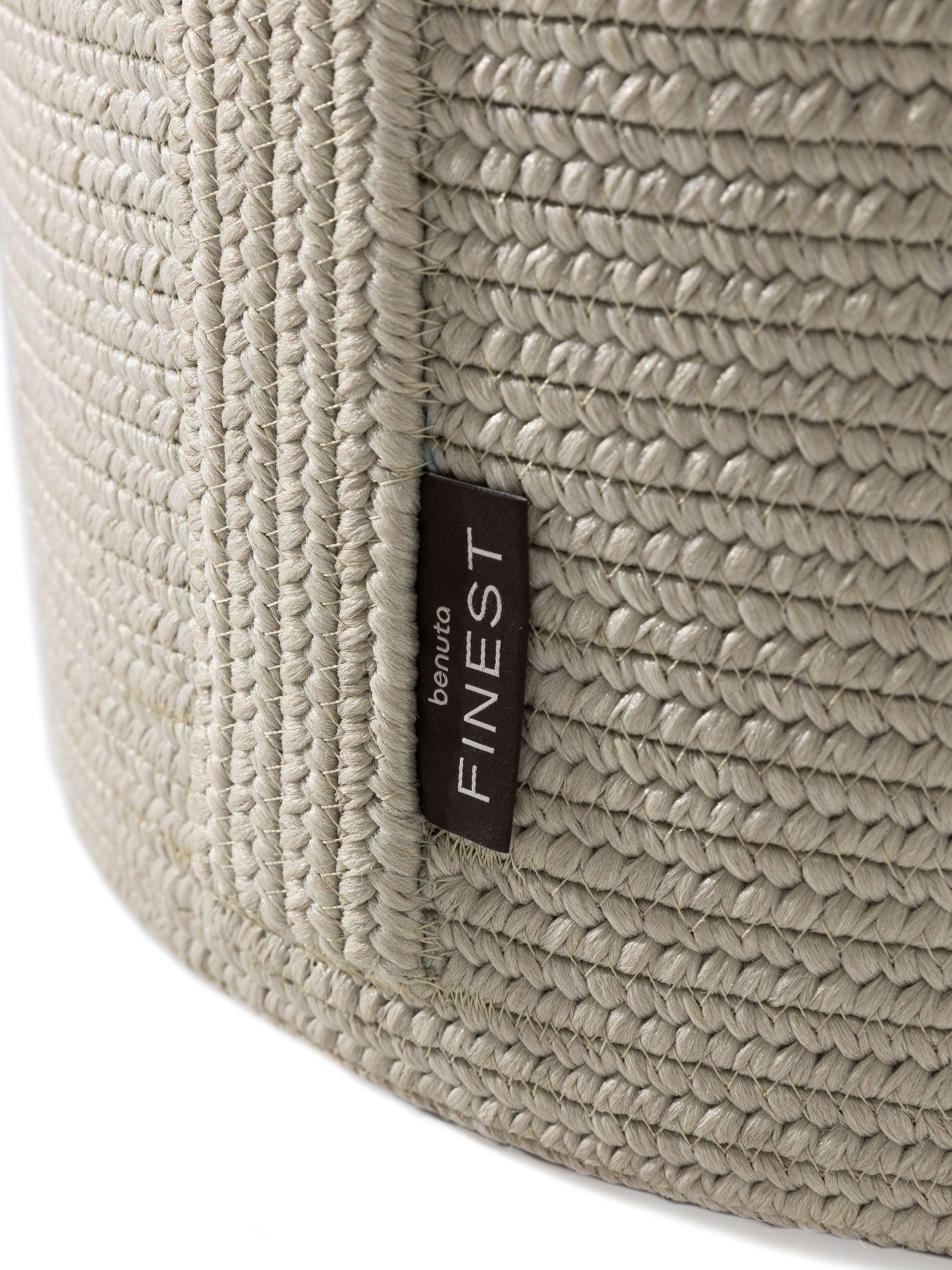 In- & Outdoor Pouf Noe Light Grey in Uni design made of 100% Polypropylene by benuta Finest