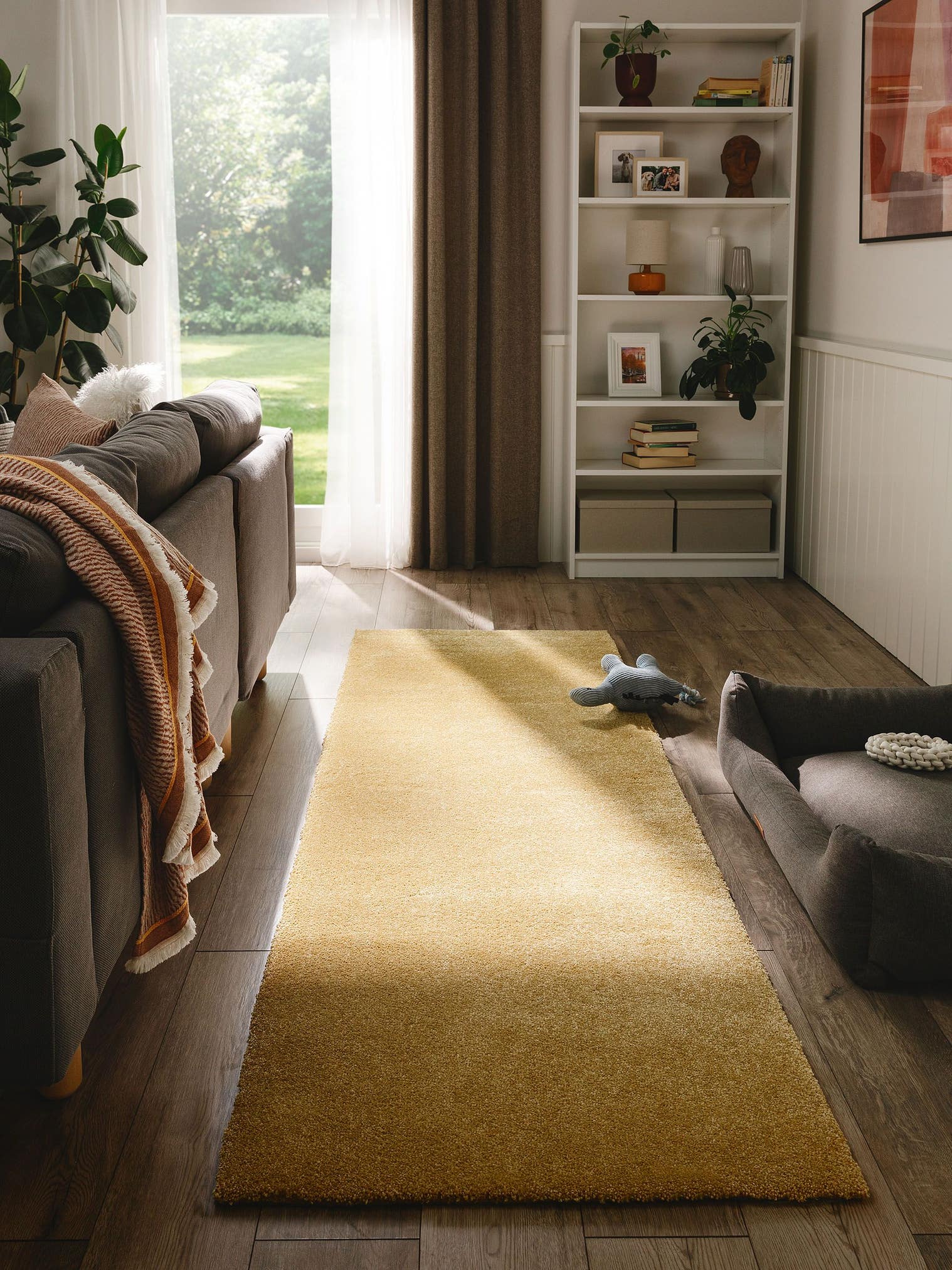 Rug made of 100% Polypropylene in Yellow with a 11 - 20 mm high pile by benuta Nest