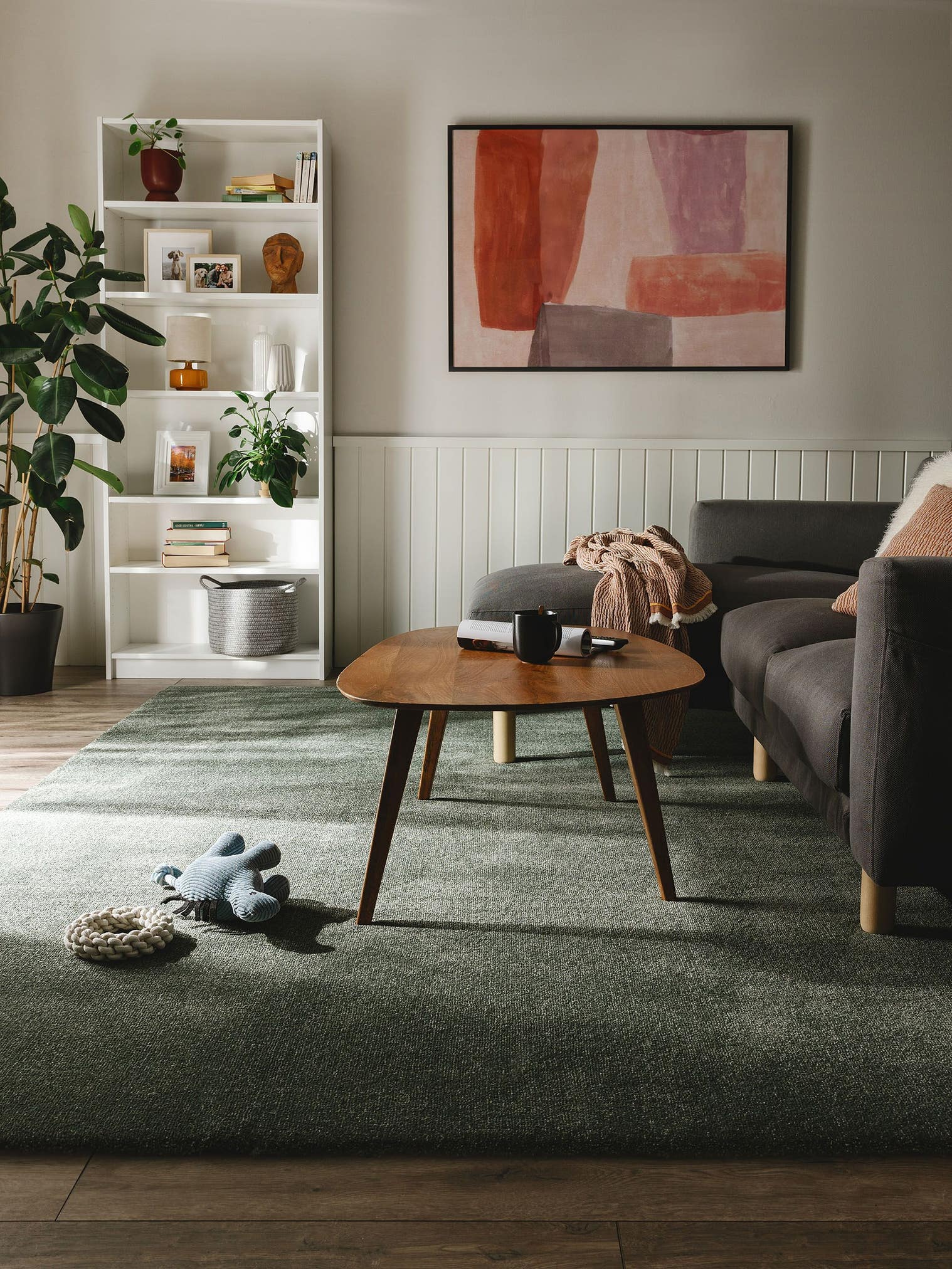 Teppich aus 100% Polypropylen in Grün mit 11 bis 20 mm hohem Flor von benuta Nest