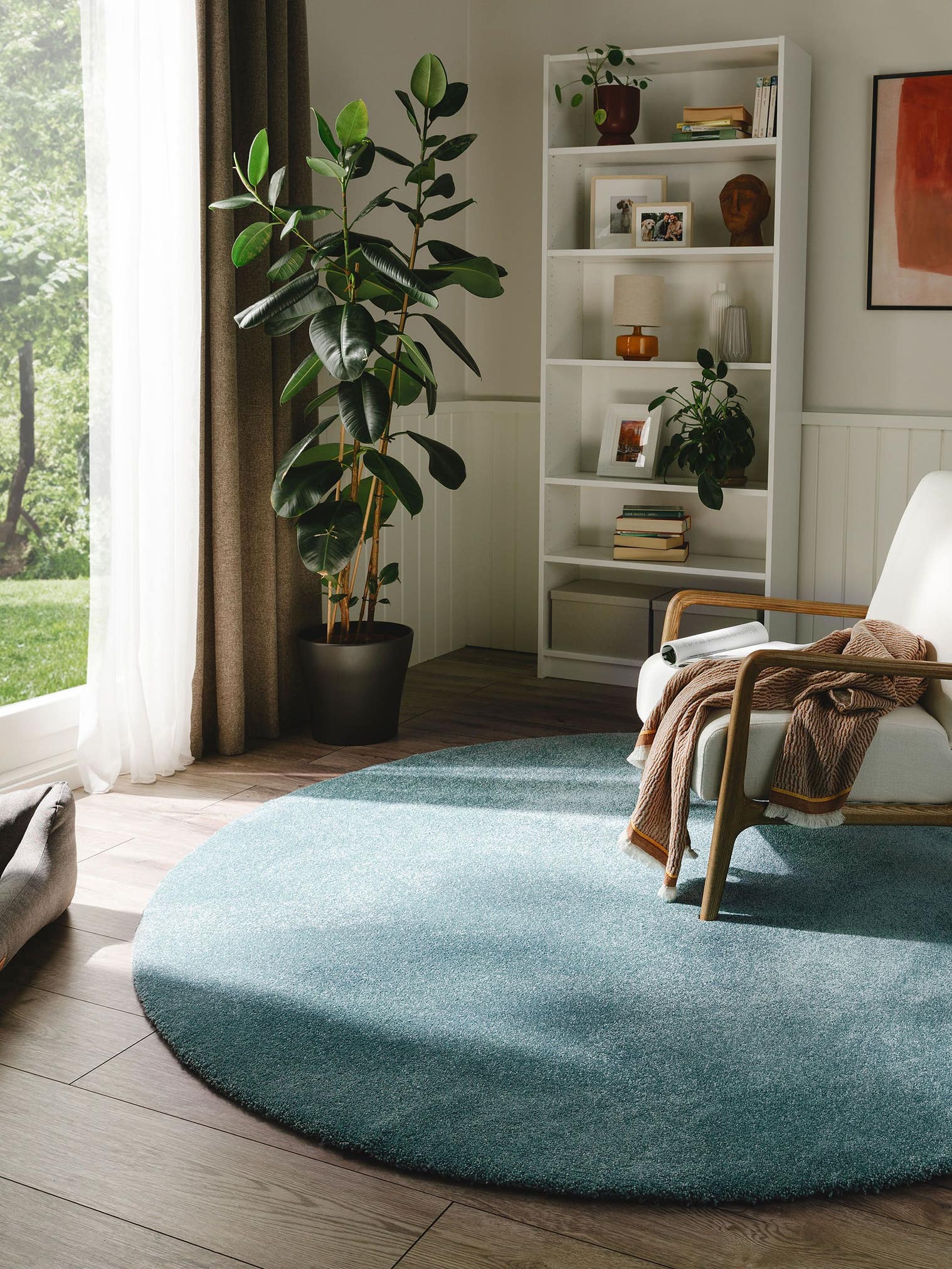 Rug made of 100% Polypropylene in Turquoise with a 11 - 20 mm high pile by benuta Nest