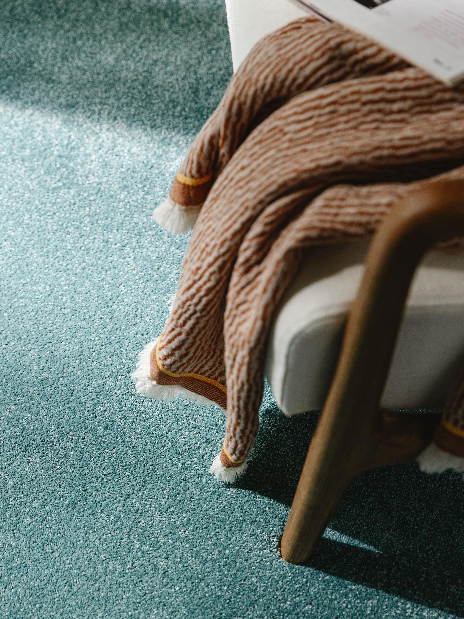 Rug made of 100% Polypropylene in Turquoise with a 11 - 20 mm high pile by benuta Nest