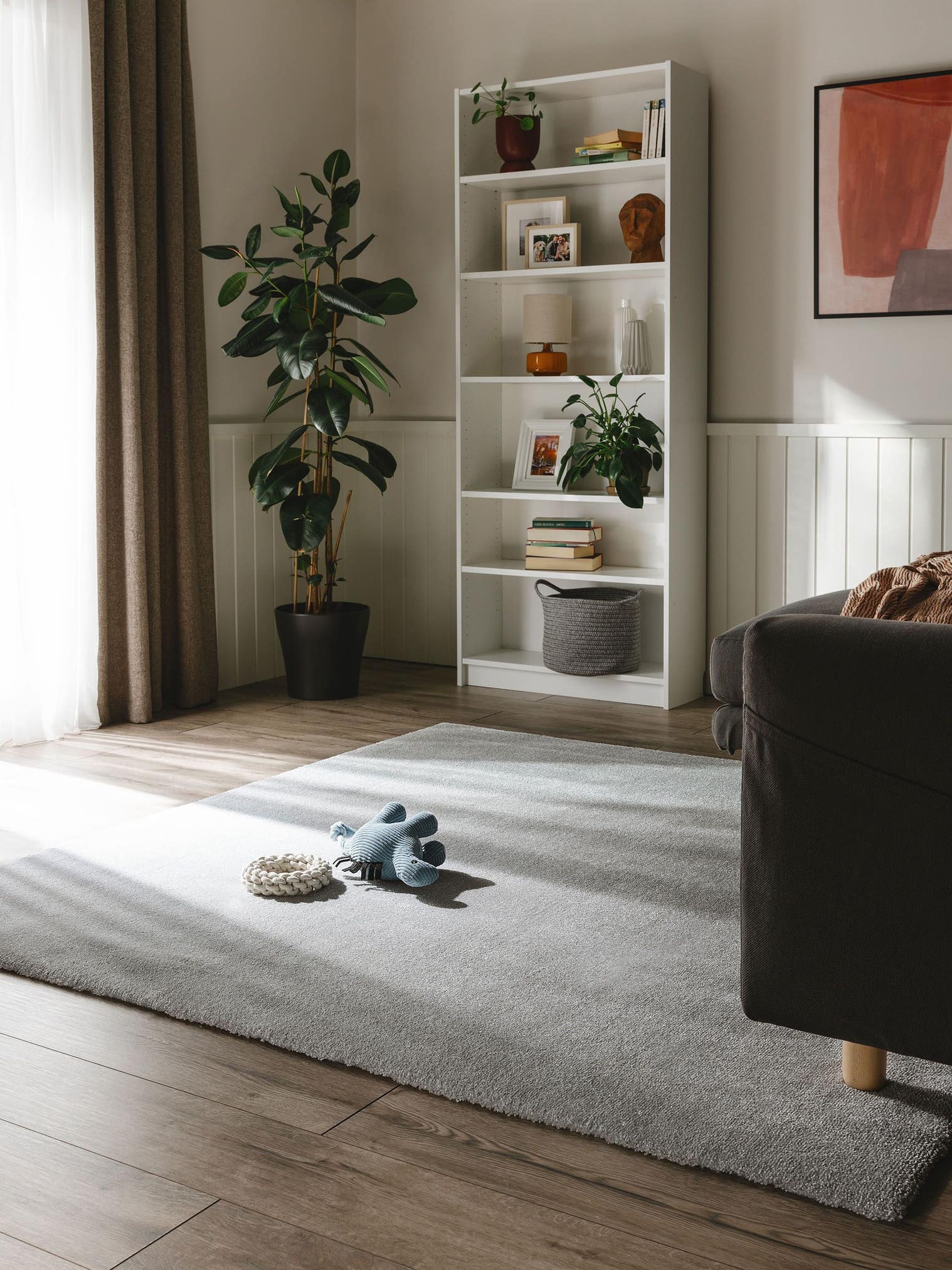 Teppich aus 100% Polypropylen in Grau mit 11 bis 20 mm hohem Flor von benuta Nest