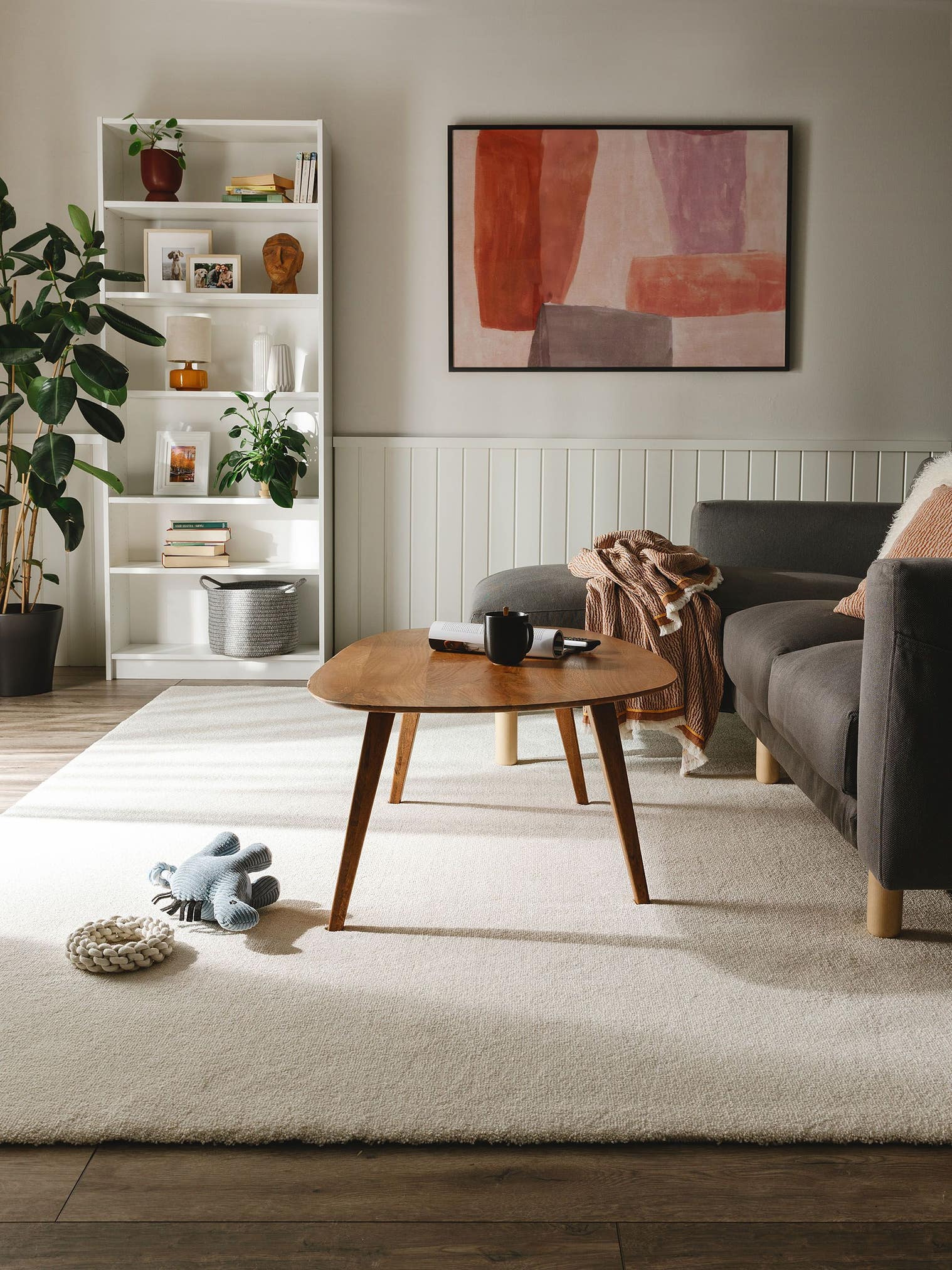 Rug made of 100% Polypropylene in White with a 11 - 20 mm high pile by benuta Nest