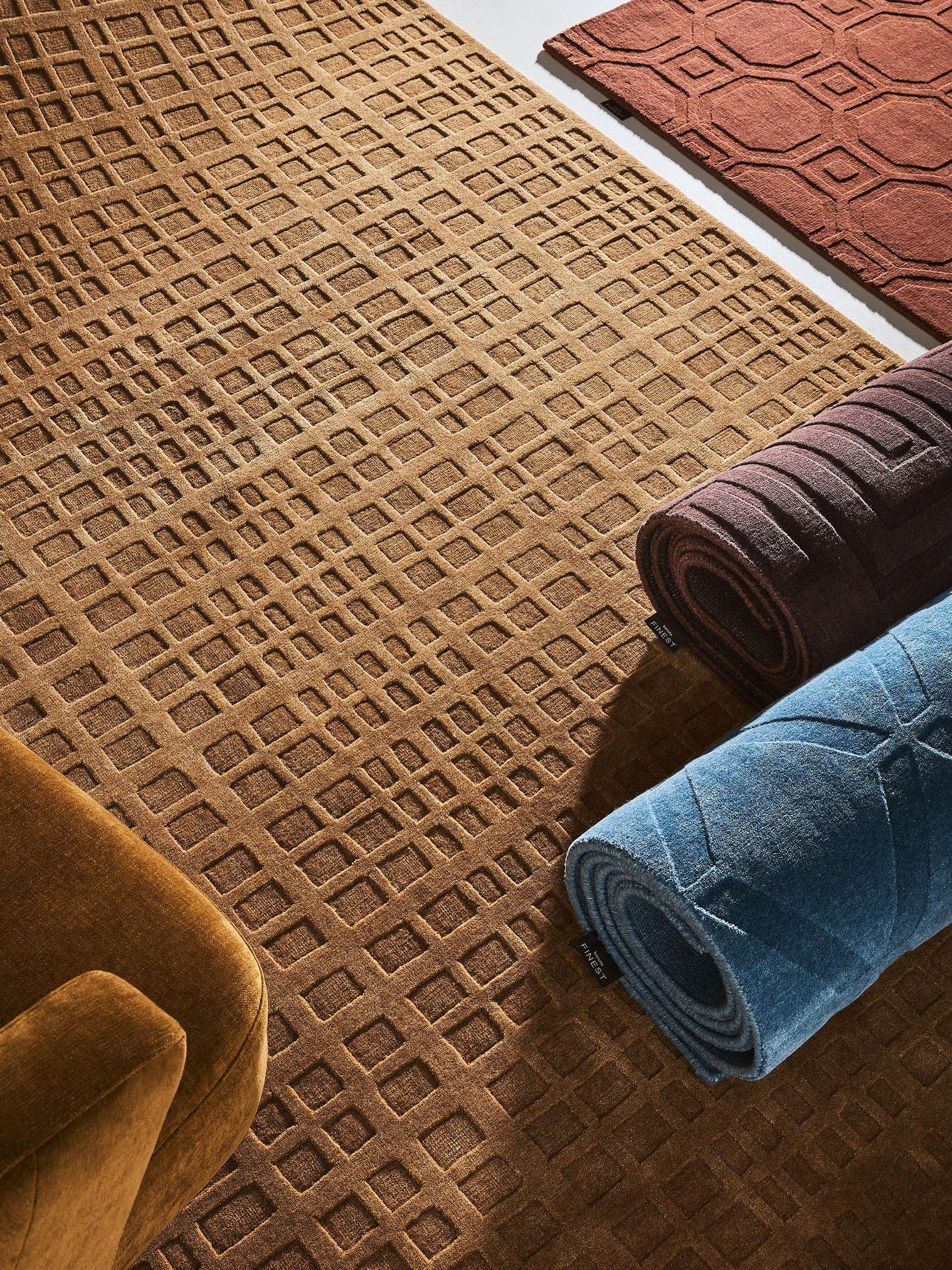 Tapis en 50% Laine, 50% Viscose en Beige avec une pile de 11 - 20 mm de hauteur de benuta Finest