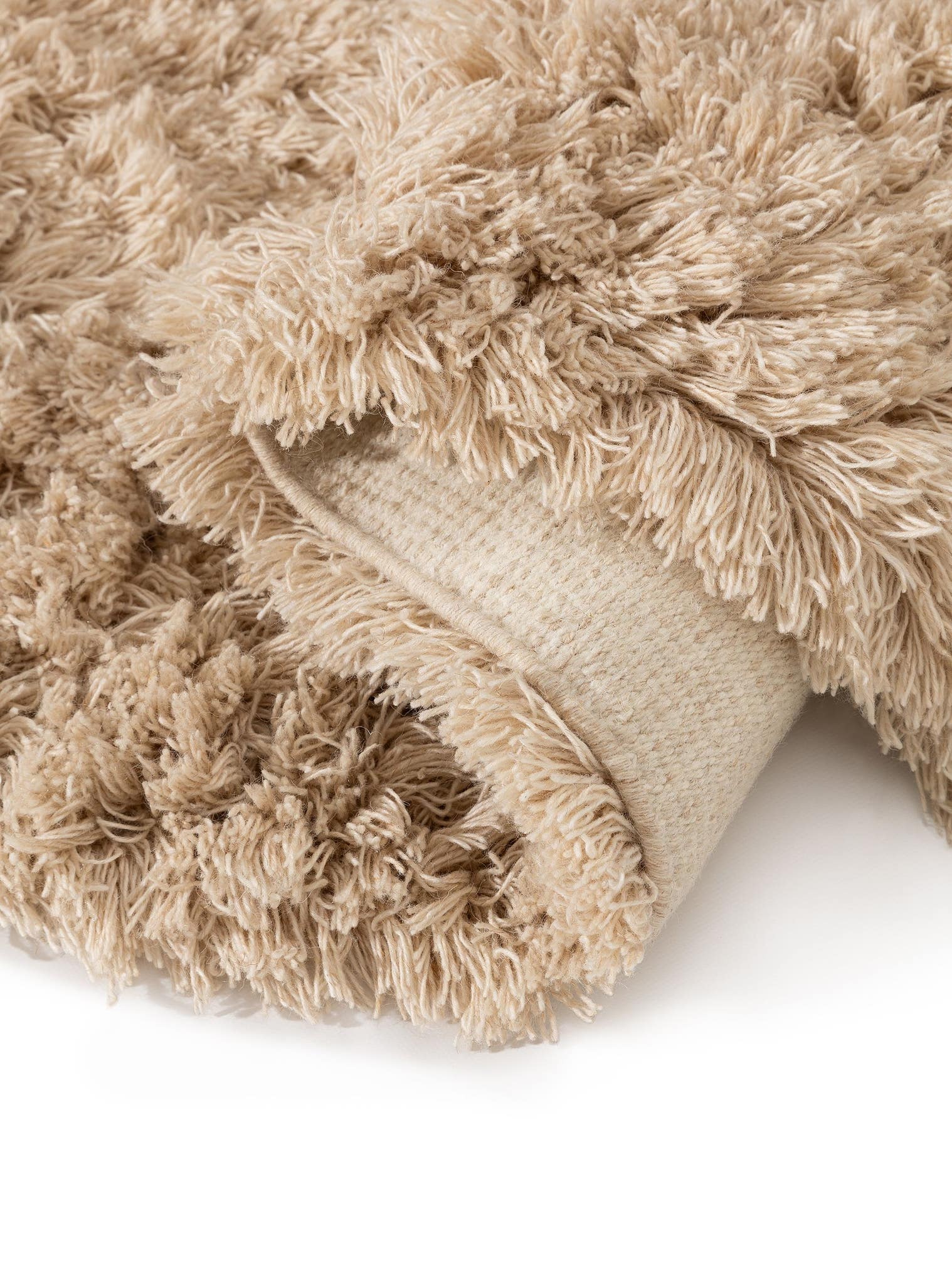 Tæppe af 100% Uld i Beige med 71 - 80 mm høj luv fra benuta Pure