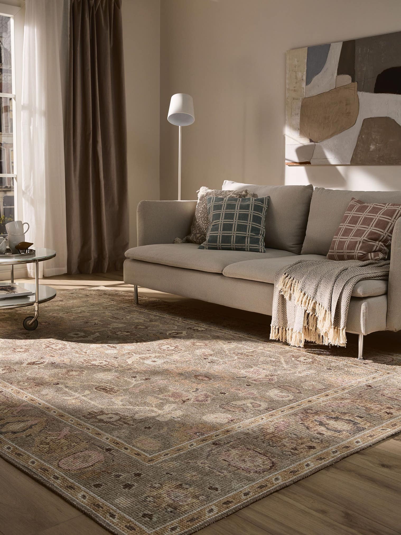 Matta av 50% Polyester, 50% Polycotton i Beige med 1- 5 mm hög lugg från benuta Nest