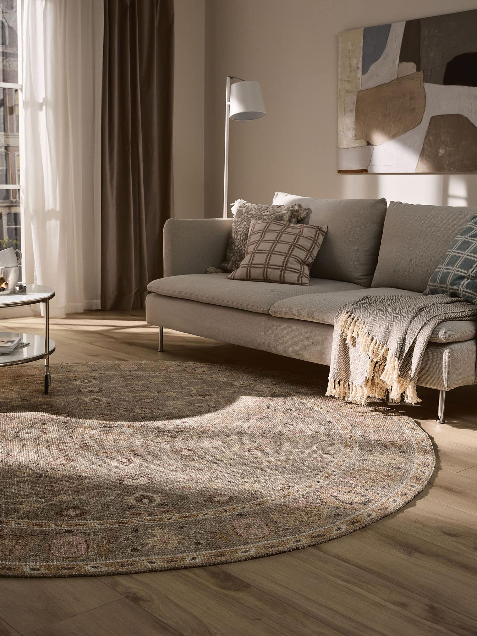 Tapijt van 50% Polyester, 50% Polycotton in Beige met een 1- 5 mm hoge pool van benuta Nest