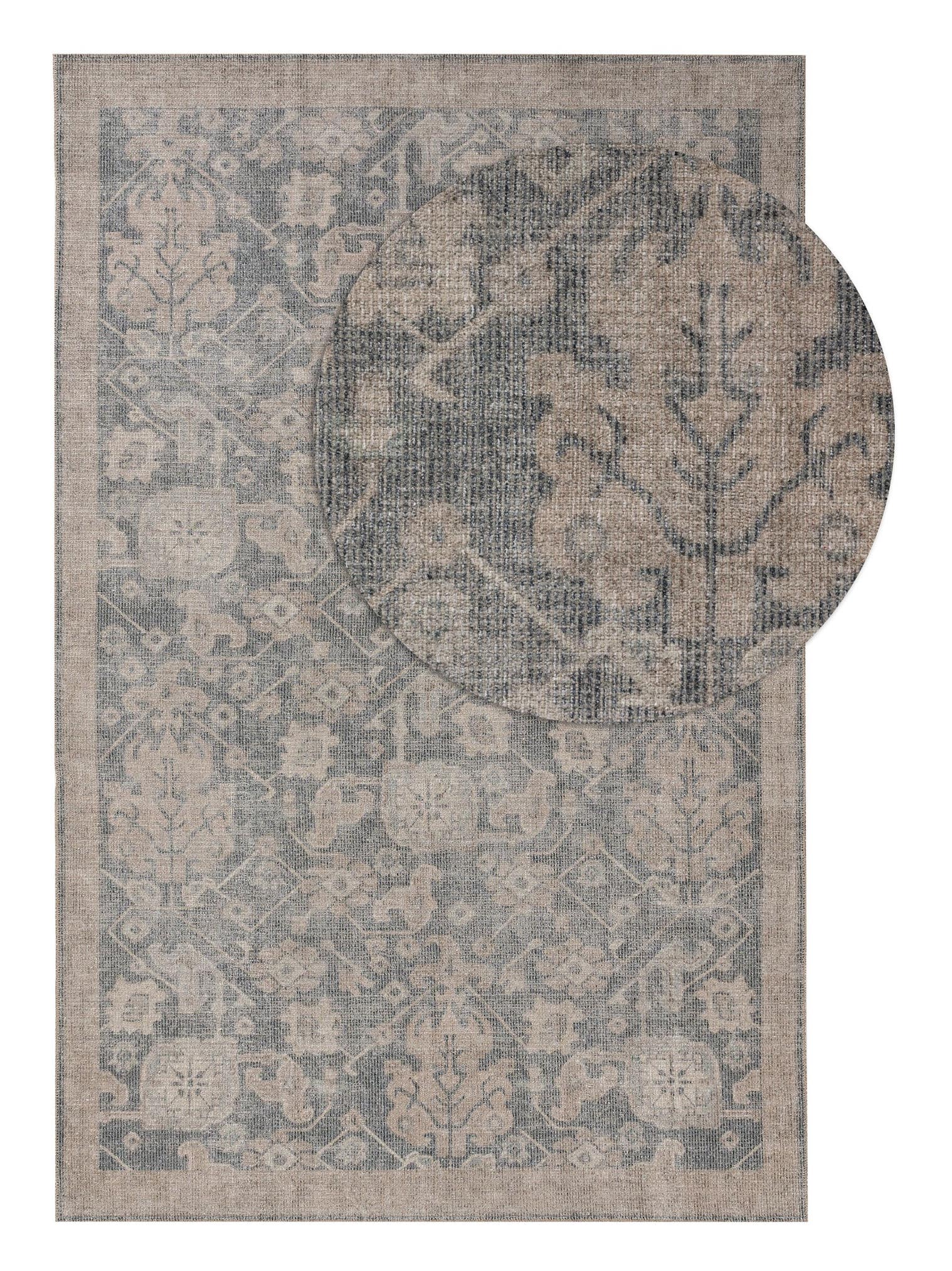 Rug made of 50% Polyester, 50% Polycotton in Grey with a 1- 5 mm high pile by benuta Nest