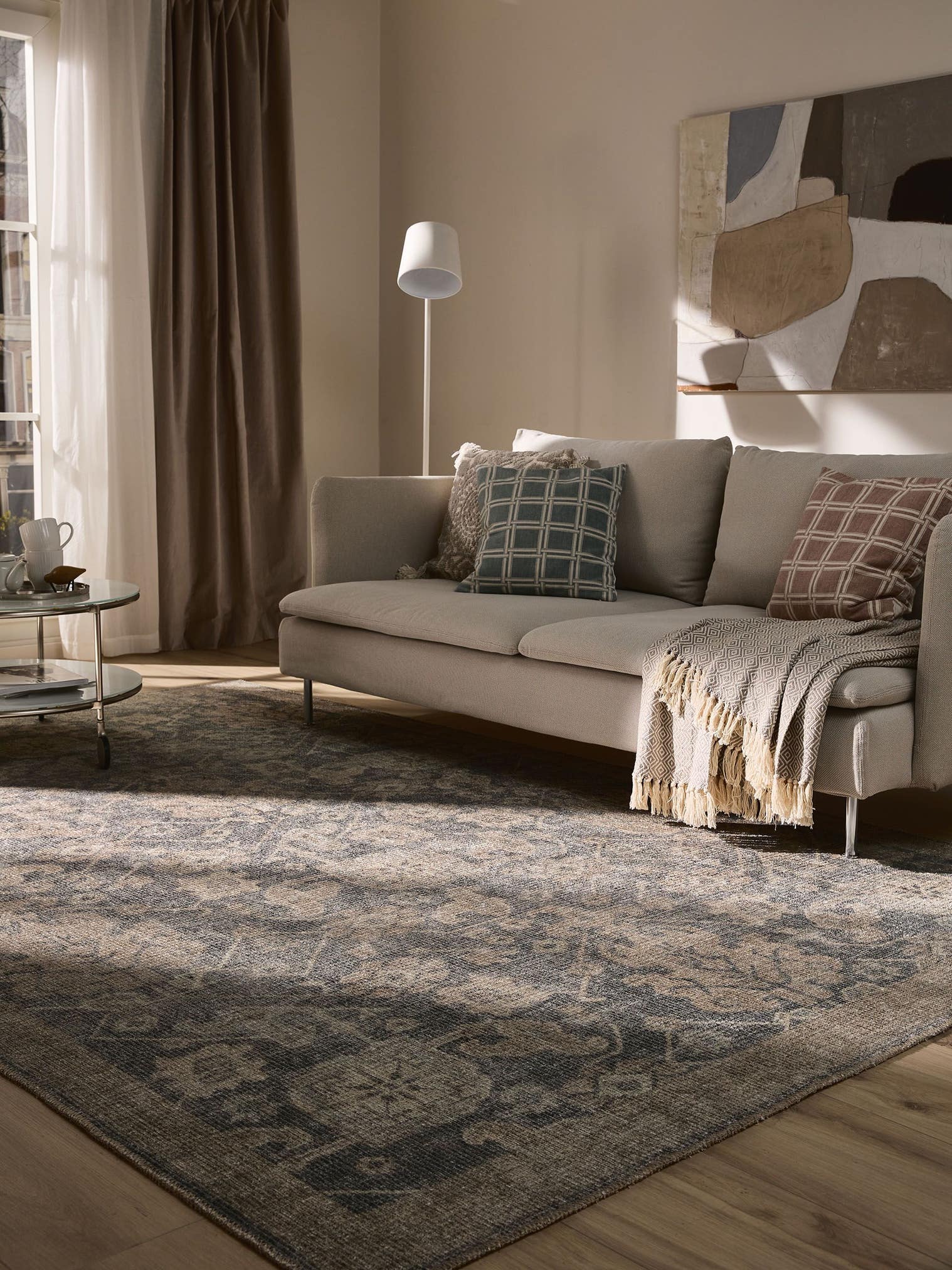 Rug made of 50% Polyester, 50% Polycotton in Grey with a 1- 5 mm high pile by benuta Nest