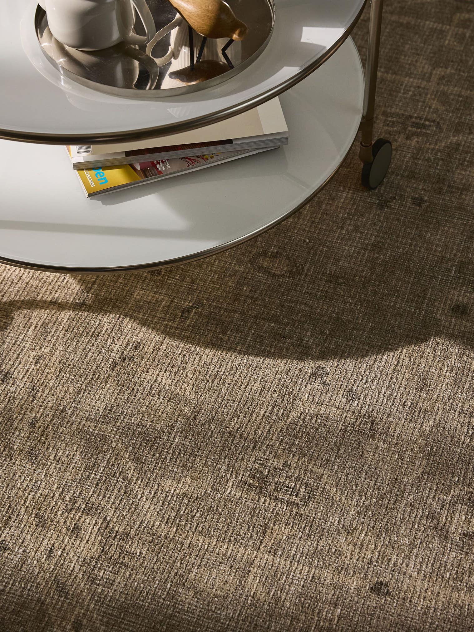 Teppich aus 50% Polyester, 50% Polycotton in Grau mit bis 5 mm hohem Flor von benuta Nest
