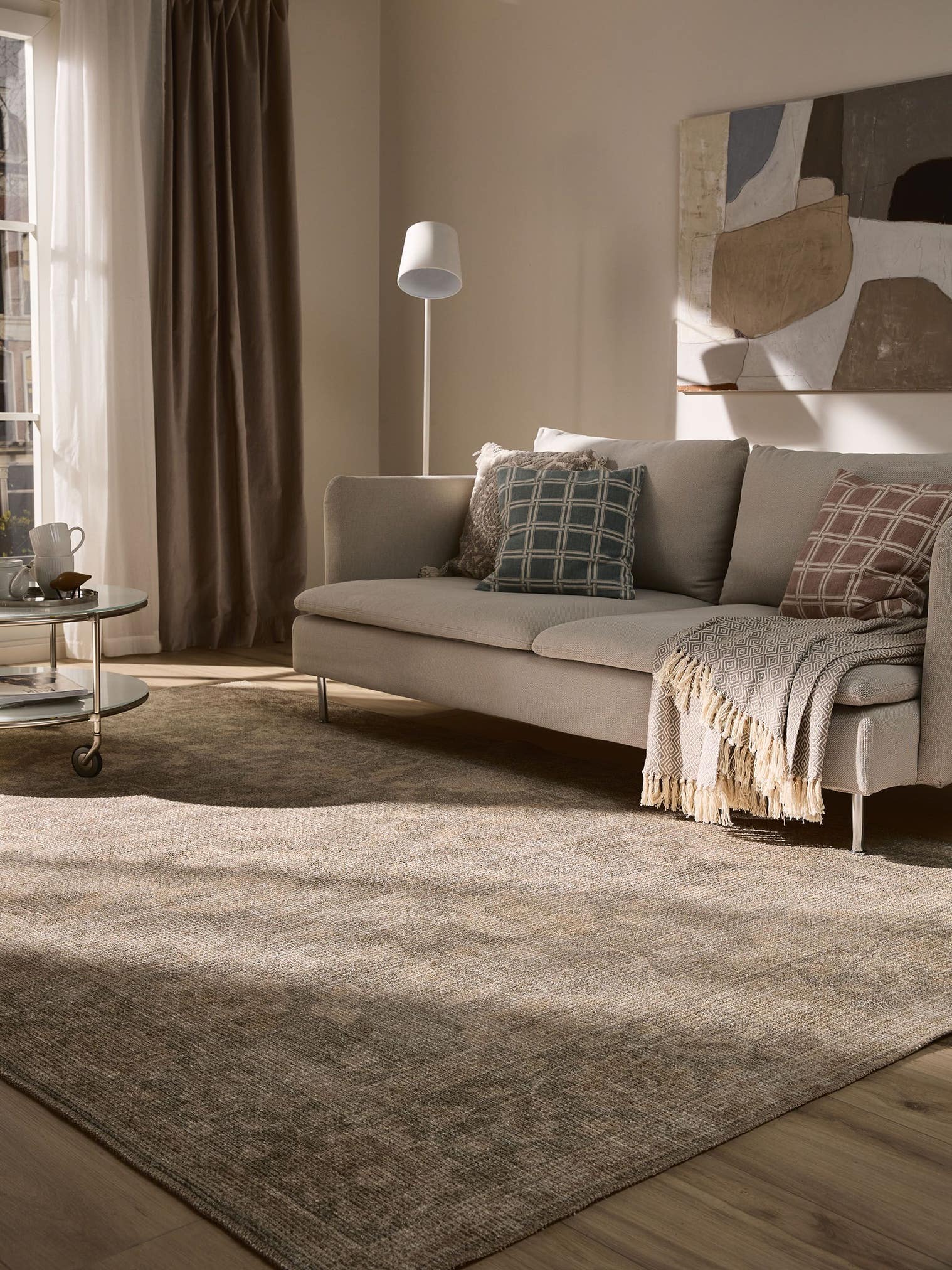 Rug made of 50% Polyester, 50% Polycotton in Beige with a 1- 5 mm high pile by benuta Nest