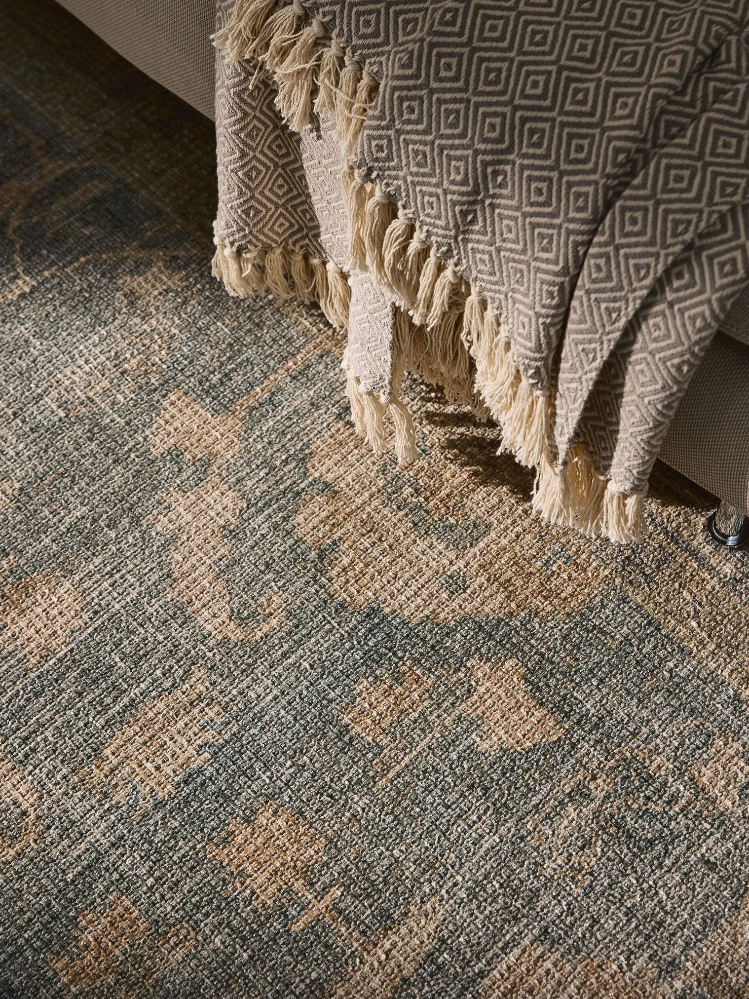 Matta av 50% Polyester, 50% Polycotton i Blå med 1- 5 mm hög lugg från benuta Nest