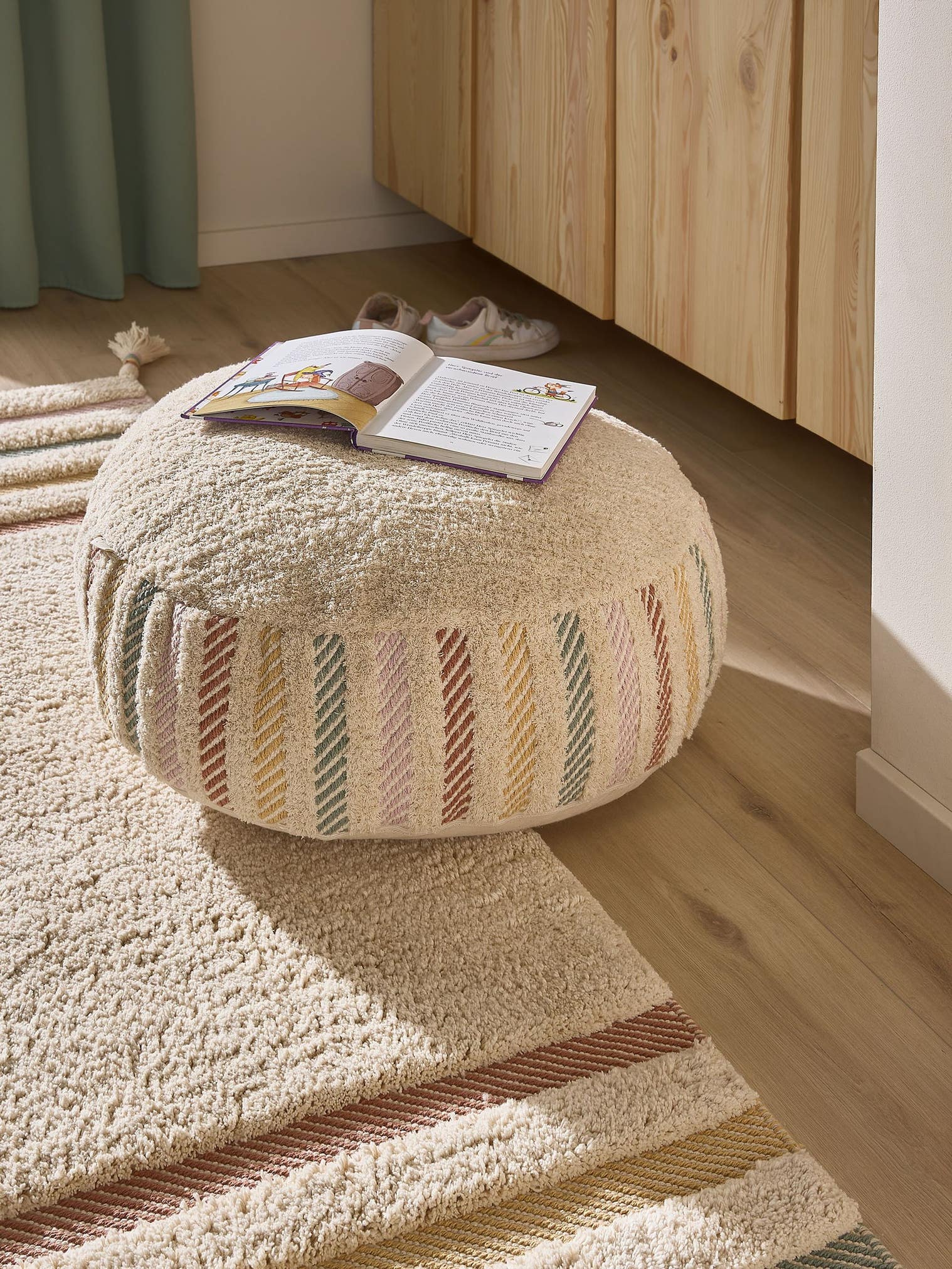 Pouf Lia Multicouleur en motif Rayures en 100% Coton de Lytte