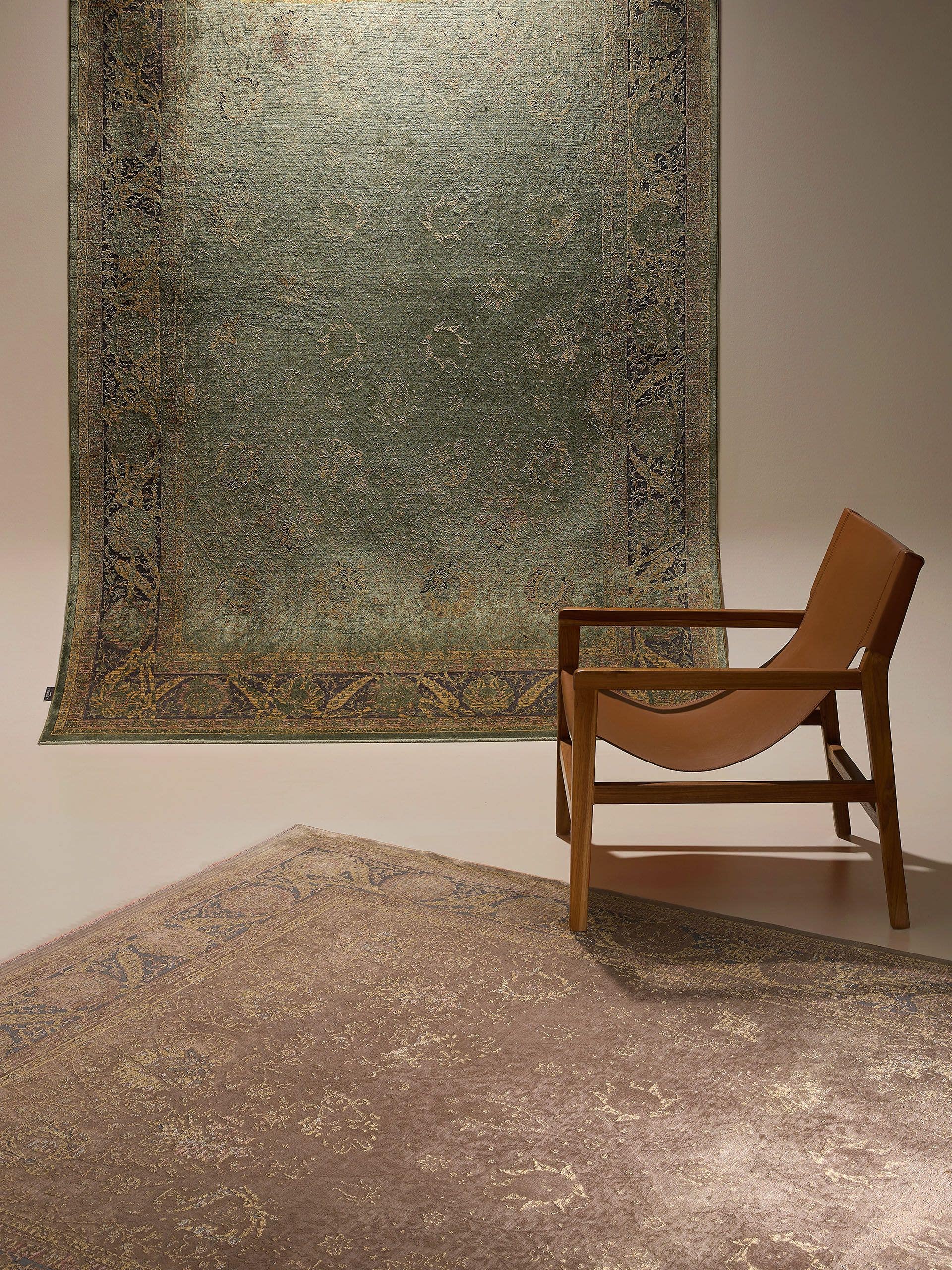 Rug made of 56% Viscose, 30% Polyester, 14% Polyacrylics in Brown with a 1- 5 mm high pile by benuta Finest
