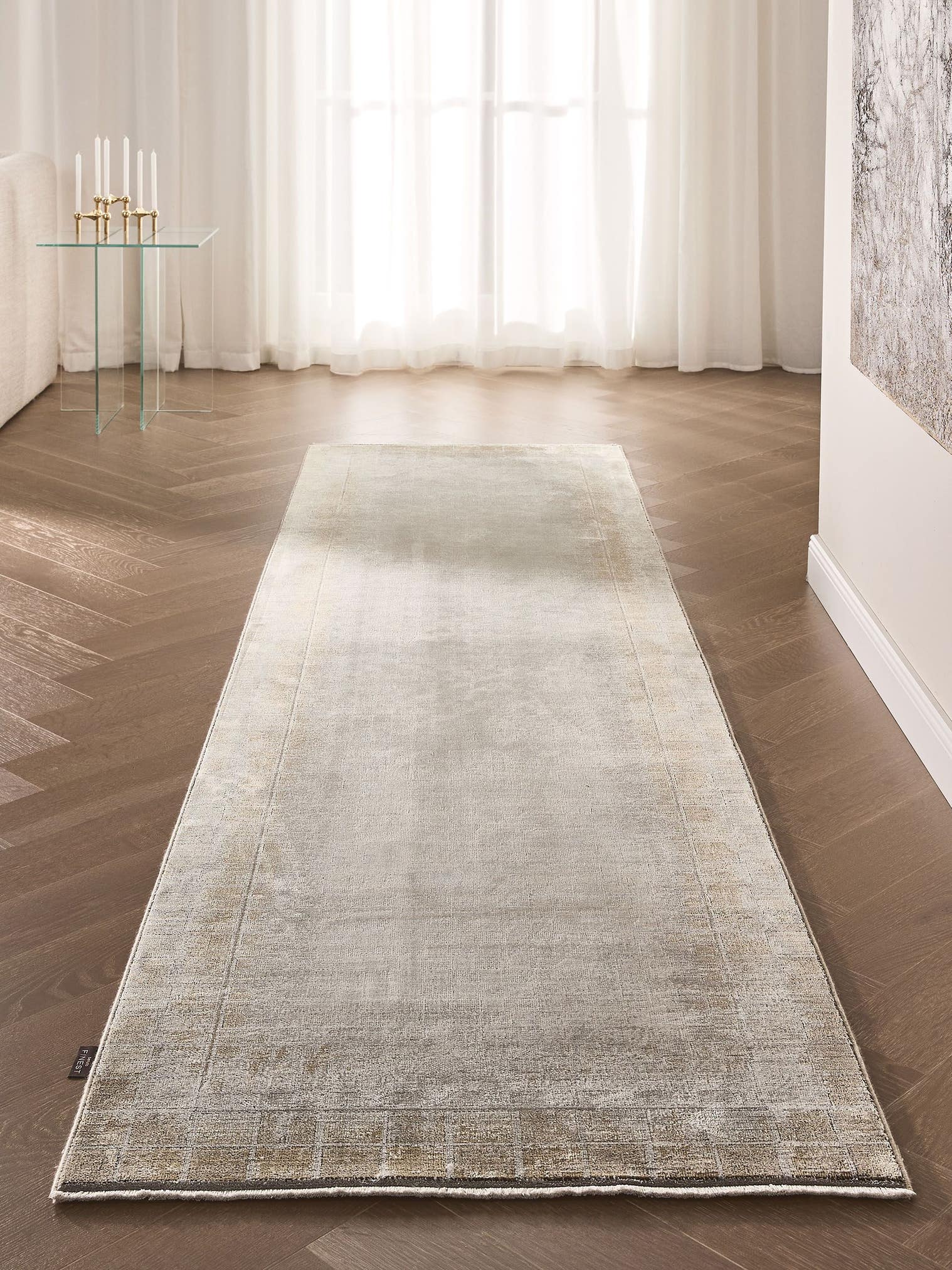 Rug made of 60% Viscose, 40% Polyacrylic (Chenille) in Grey with a 1- 5 mm high pile by benuta Finest