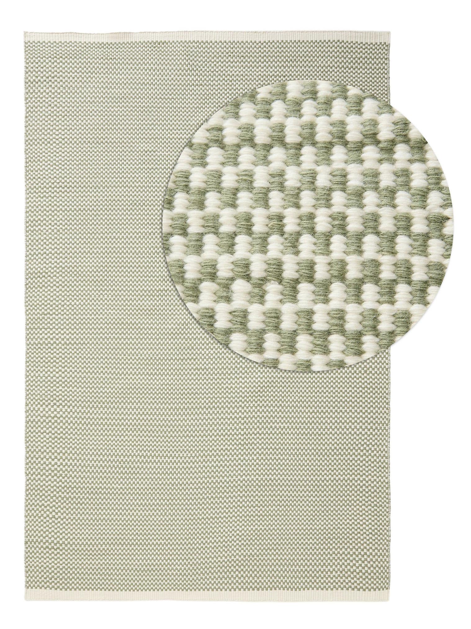 Rug made of 100% Wool from (New Zealand) in Green with a 1- 5 mm high pile by benuta Pure
