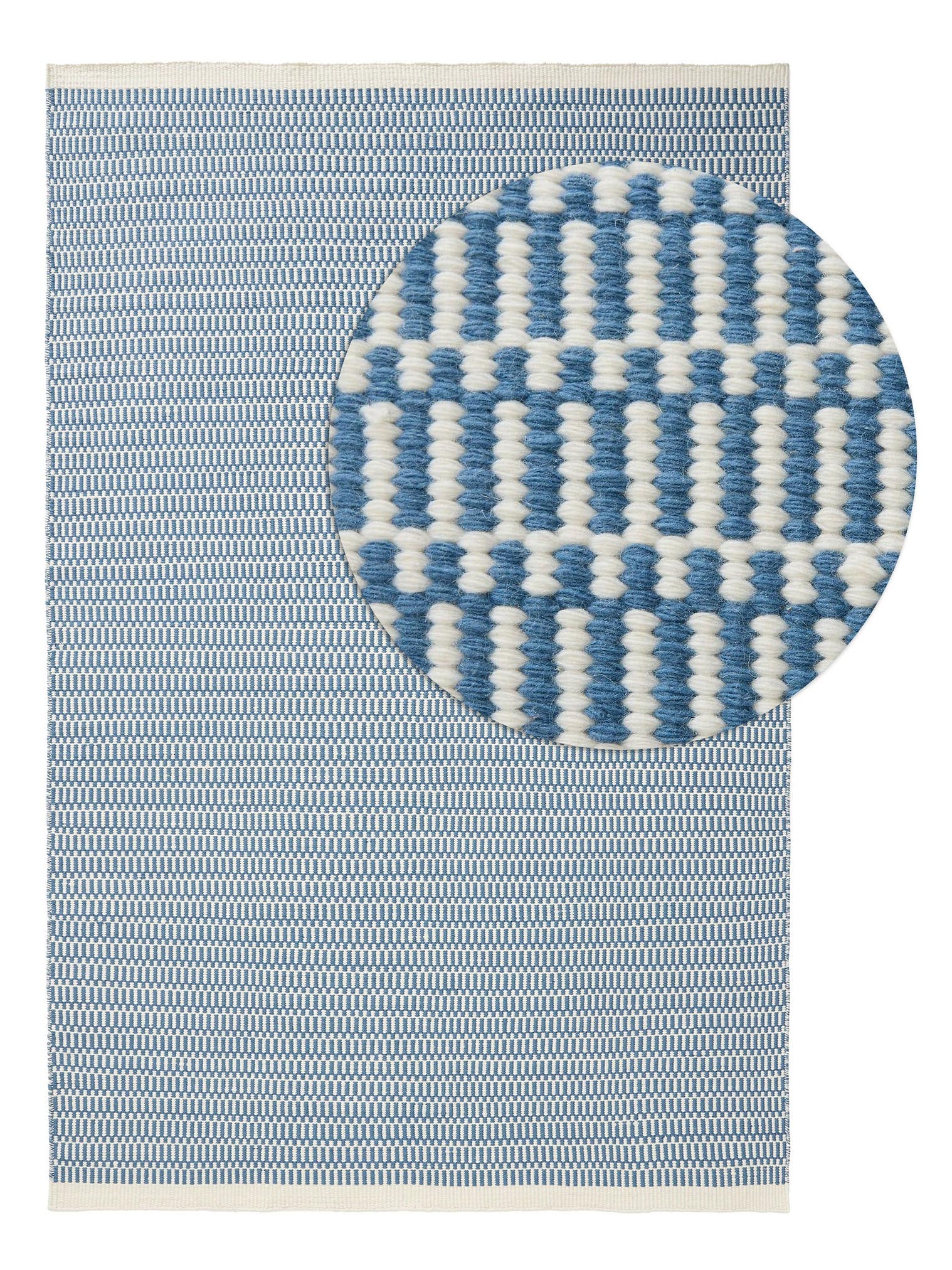 Teppich aus 100% Wolle (aus Neuseeland) in Blau mit bis 5 mm hohem Flor von benuta Pure