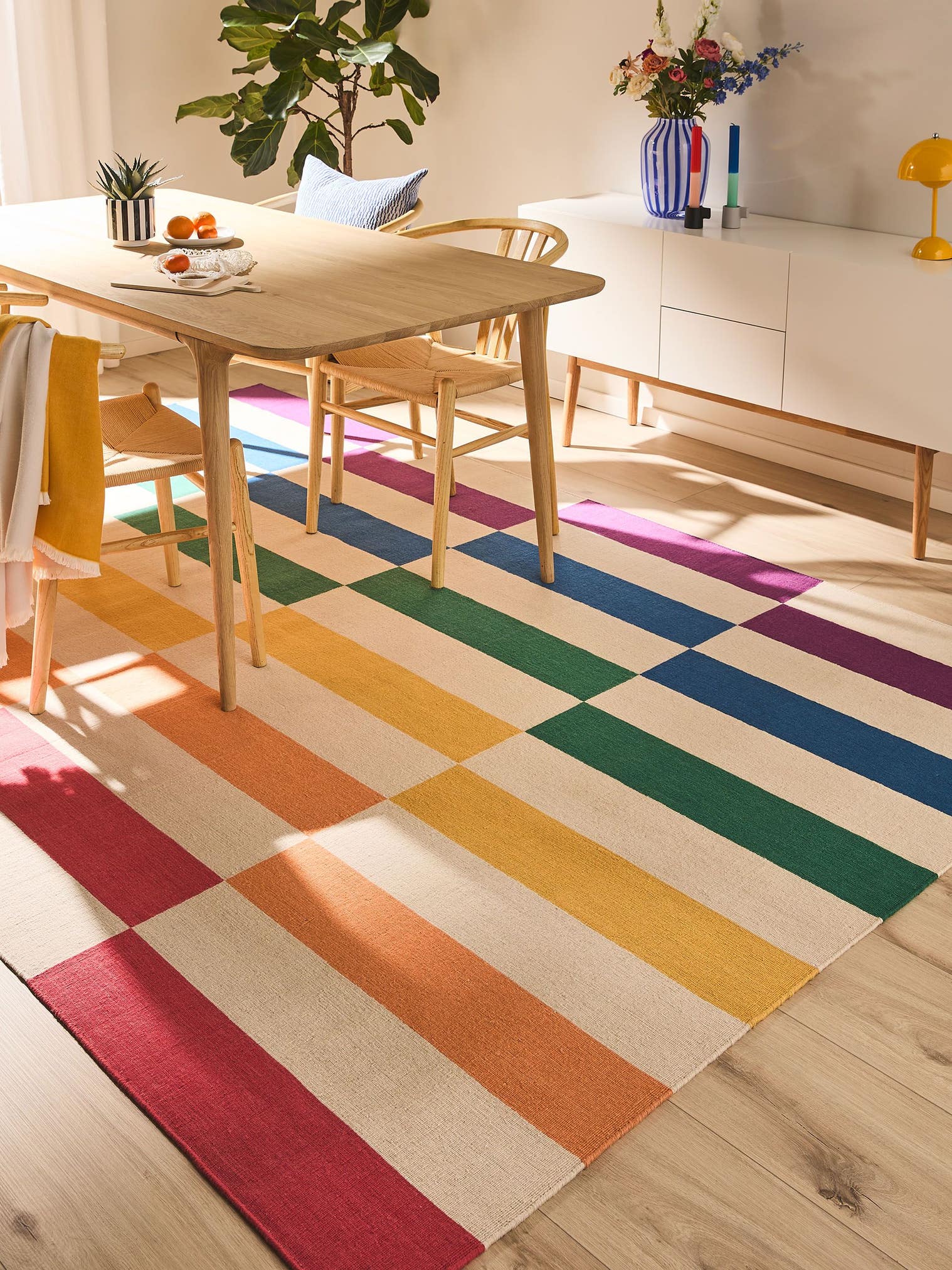 Teppich aus 100% Wolle in Multicolor mit bis 5 mm hohem Flor von benuta Nest