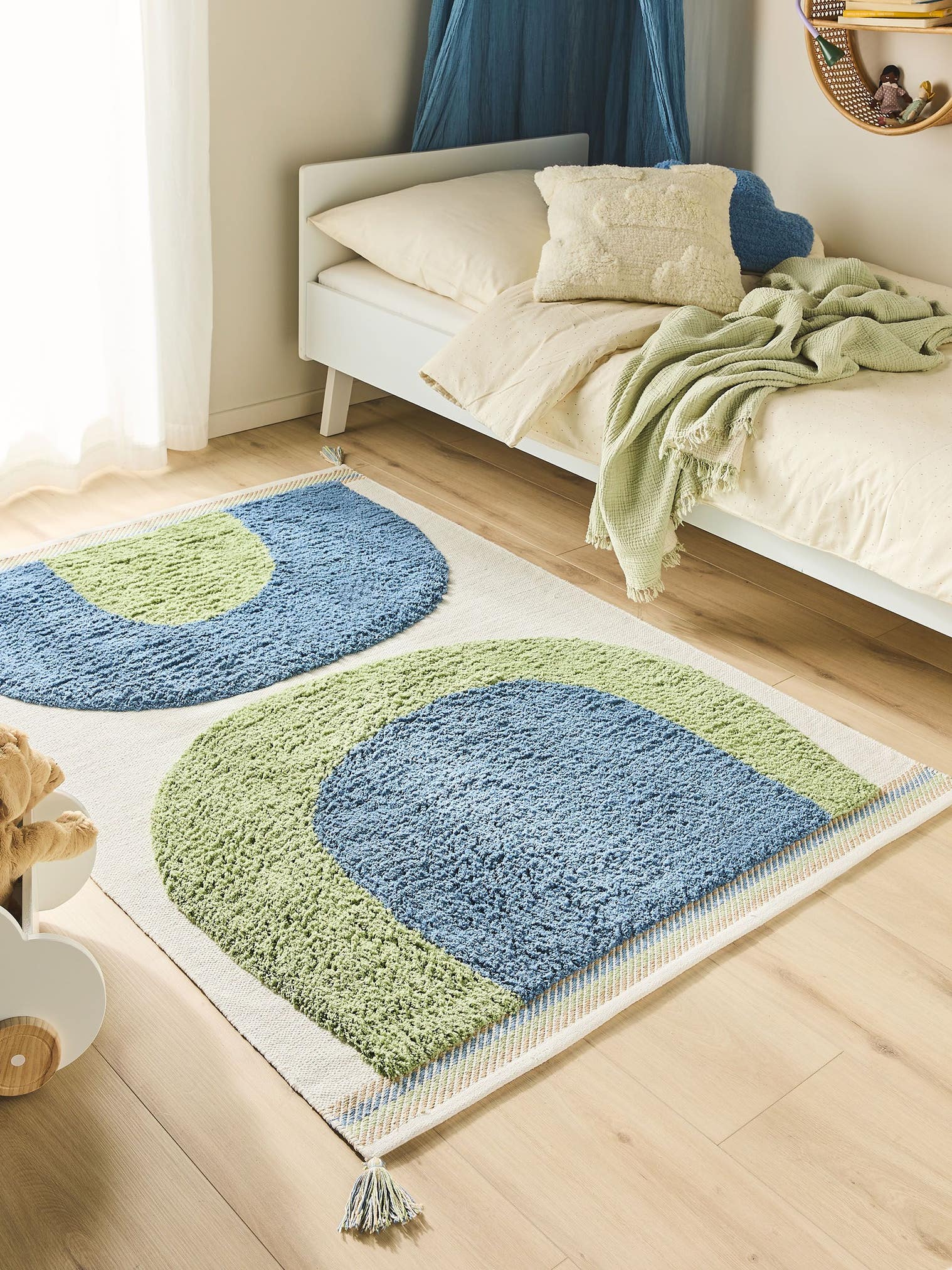Teppich aus 100% Baumwolle (organic) in Blau mit 21 bis 30 mm hohem Flor von Lytte