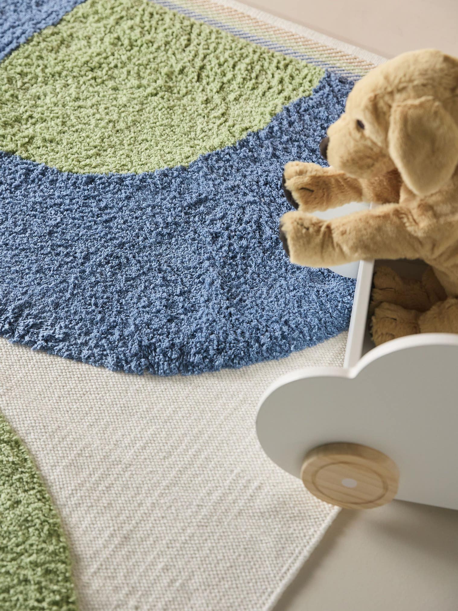 Teppich aus 100% Baumwolle (organic) in Blau mit 21 bis 30 mm hohem Flor von Lytte