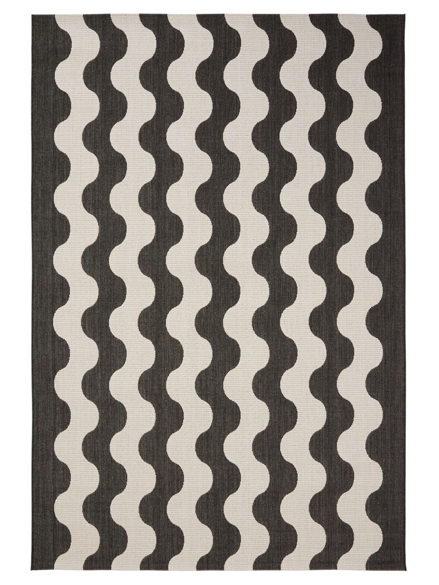 Teppich aus 100% Polypropylen in Schwarz/Weiß mit bis 5 mm hohem Flor von benuta Nest