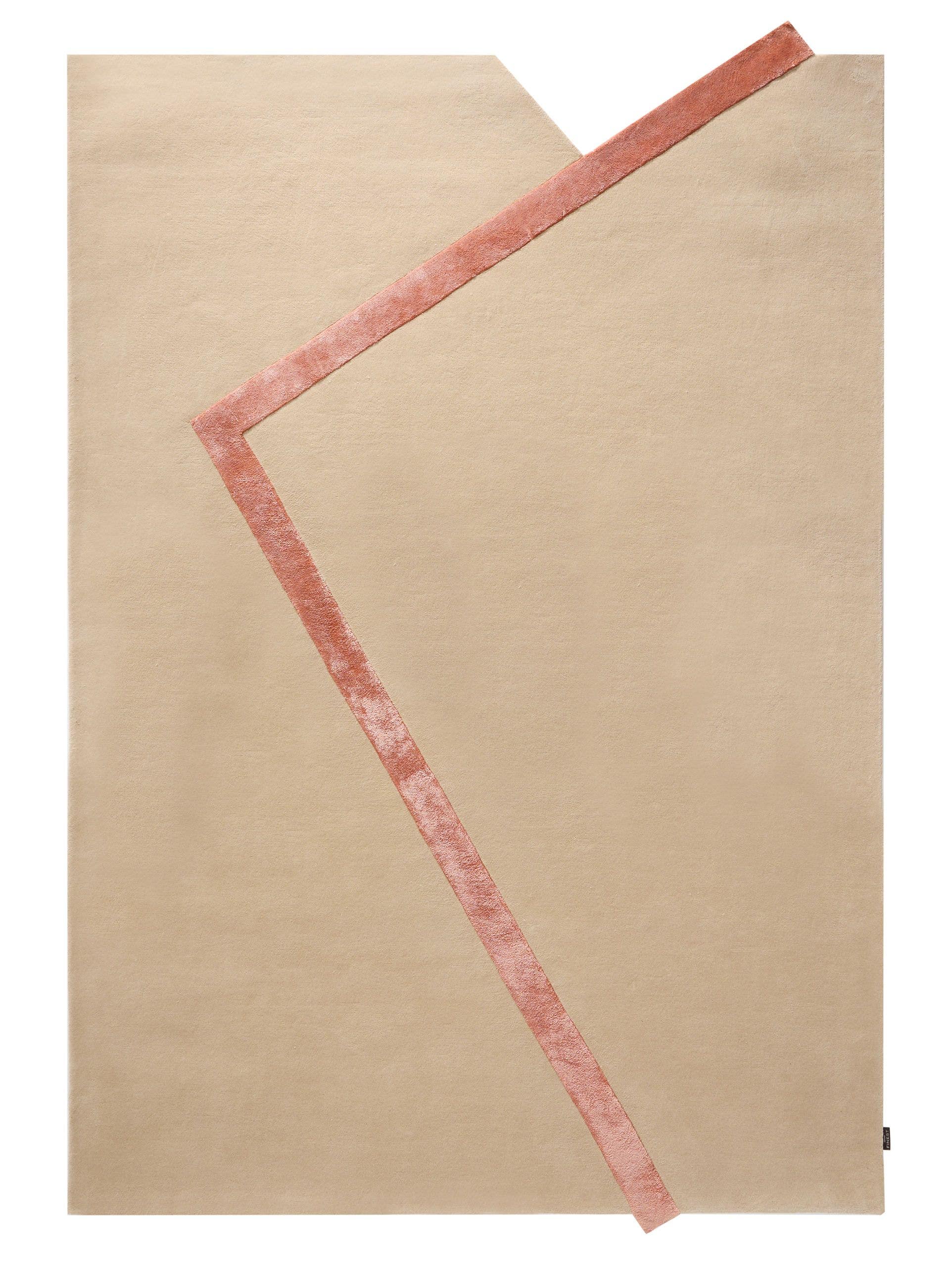 Rug made of 80% Wool, 20% Lyocell (TENCEL™) in Beige with a 6 - 10 mm high pile by benuta Finest