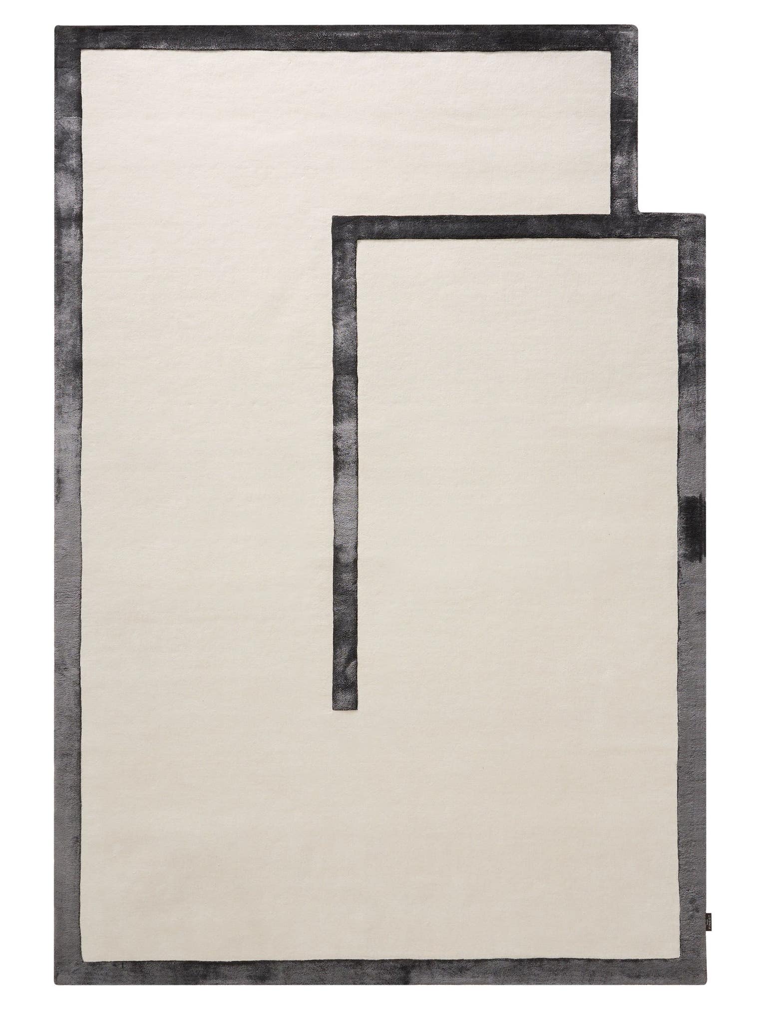 Teppich aus 80% Wolle, 20% Lyocell (TENCEL™) in Schwarz/Weiß mit 6 bis 10 mm hohem Flor von benuta Finest